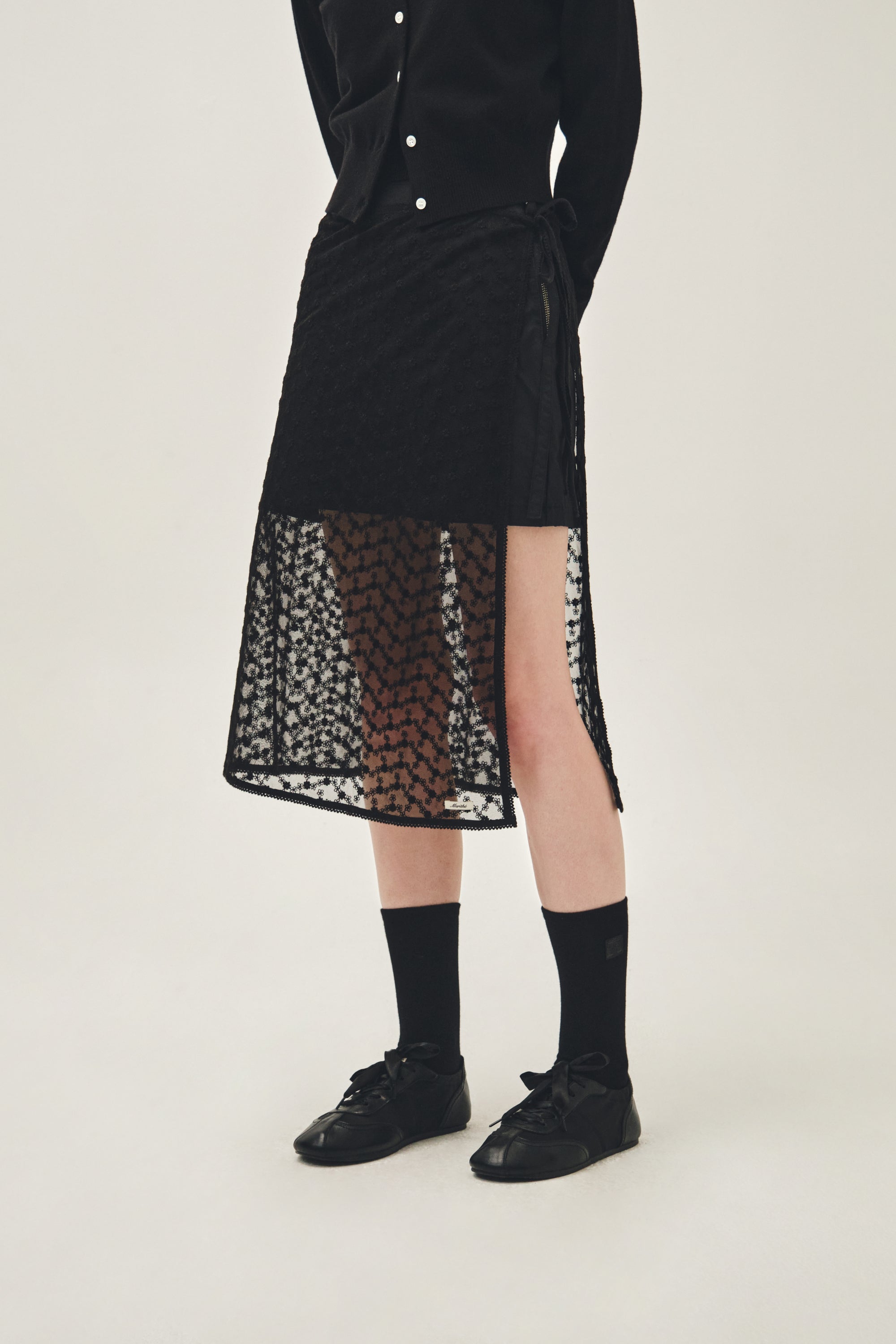 W Lace Layered Skirt Black