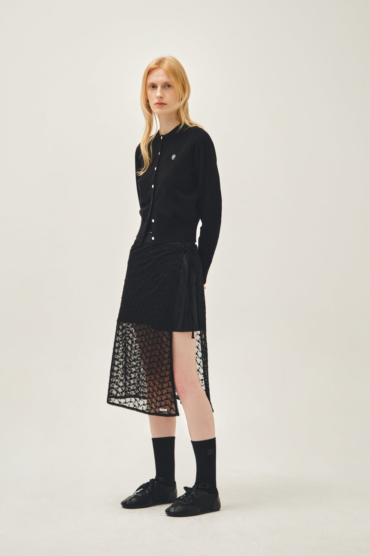 W Lace Layered Skirt Black