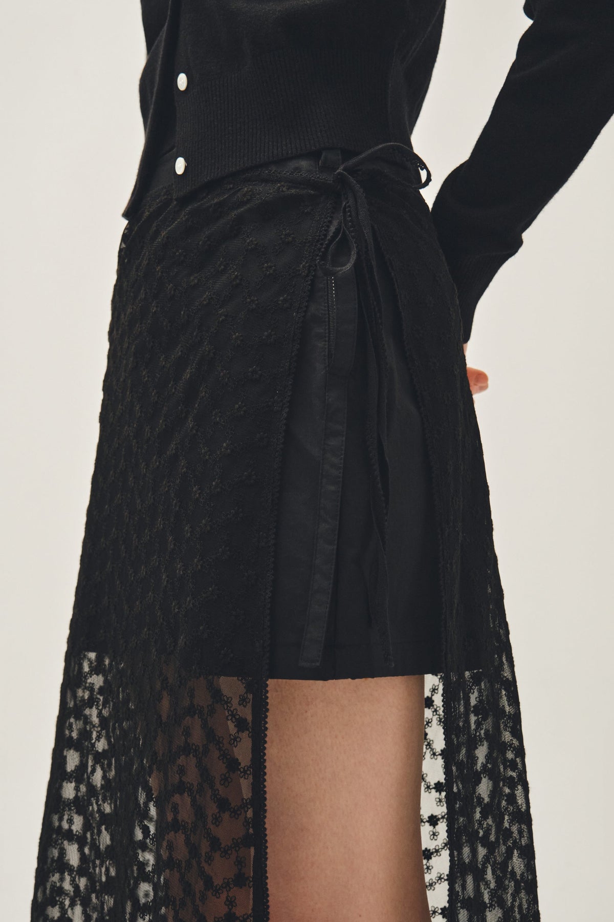 W Lace Layered Skirt Black