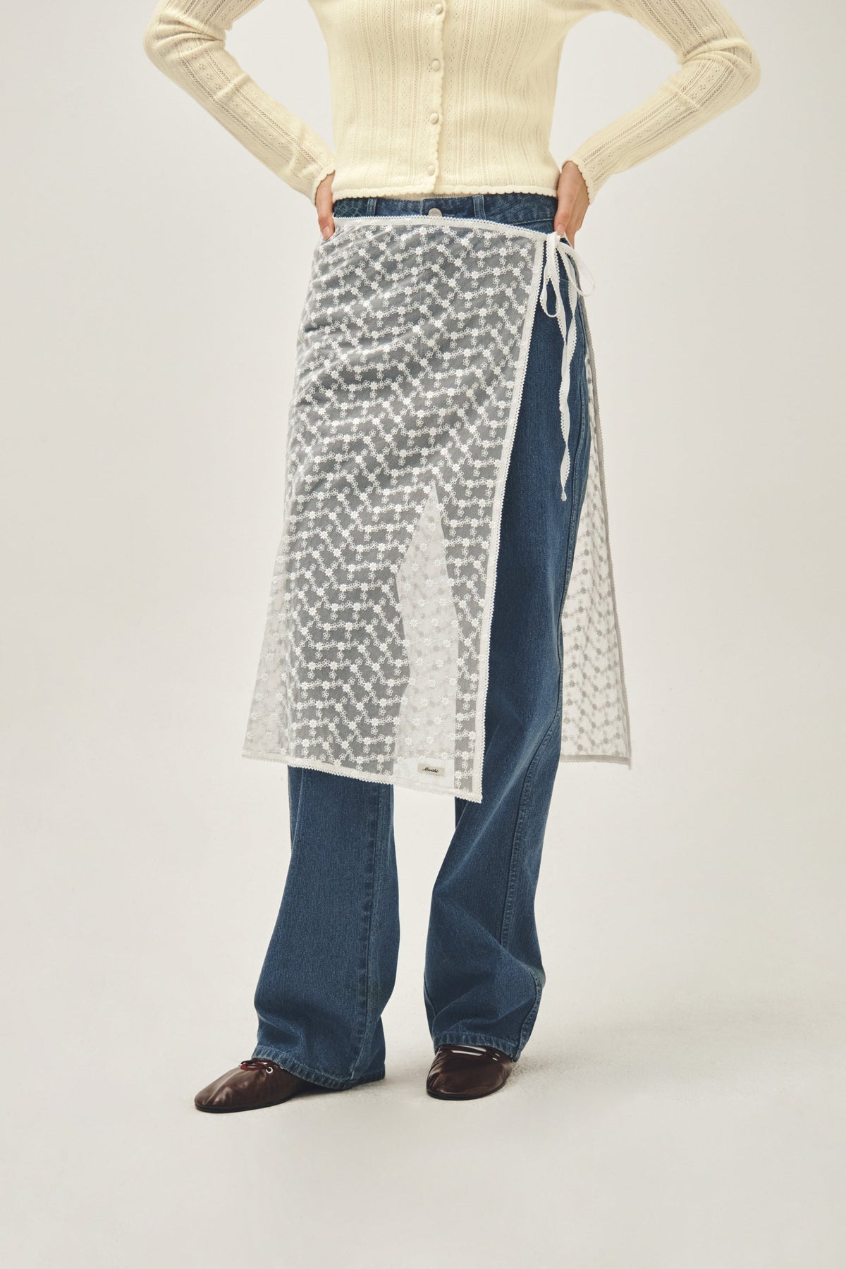 W Lace Layered Skirt White