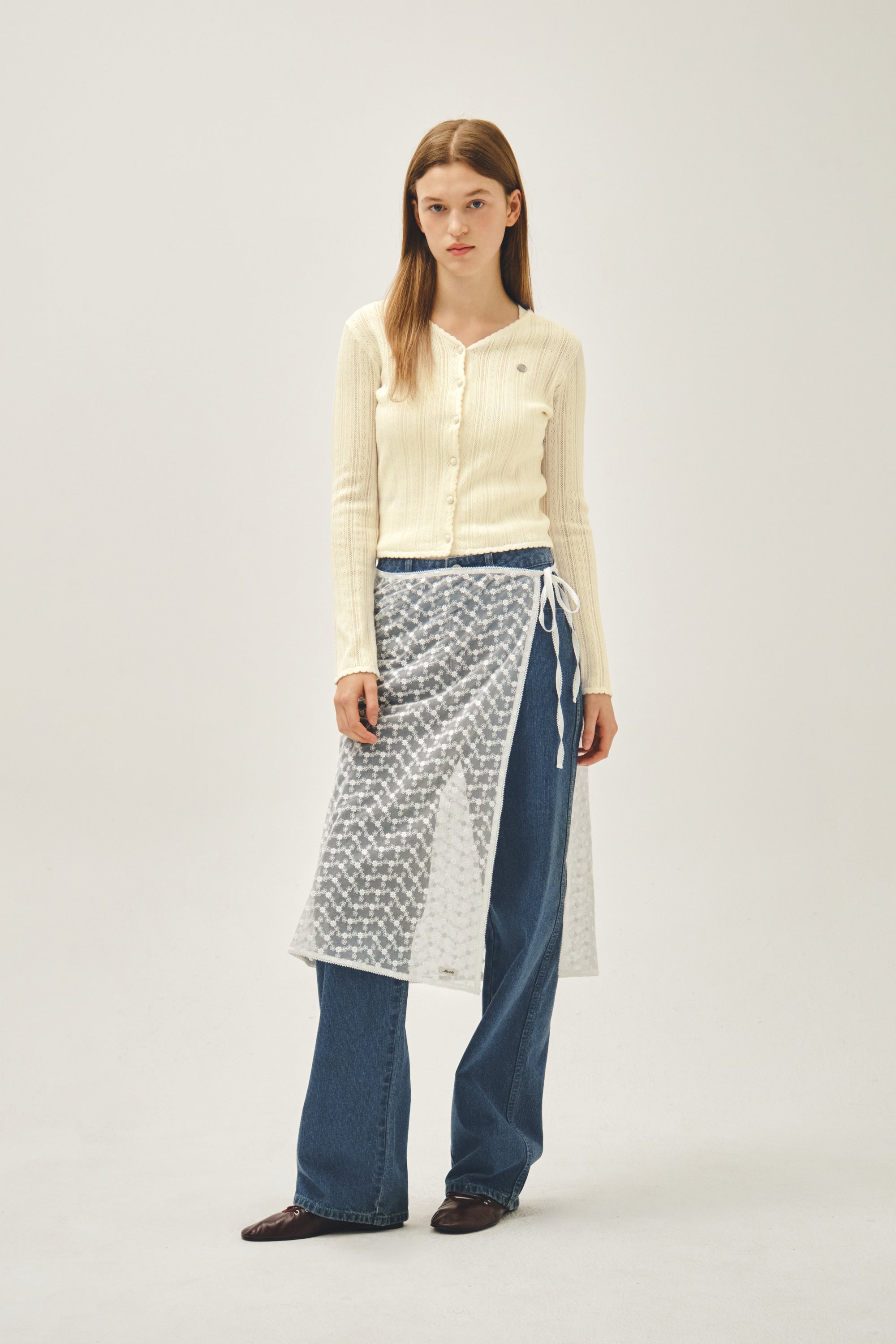 W Lace Layered Skirt White