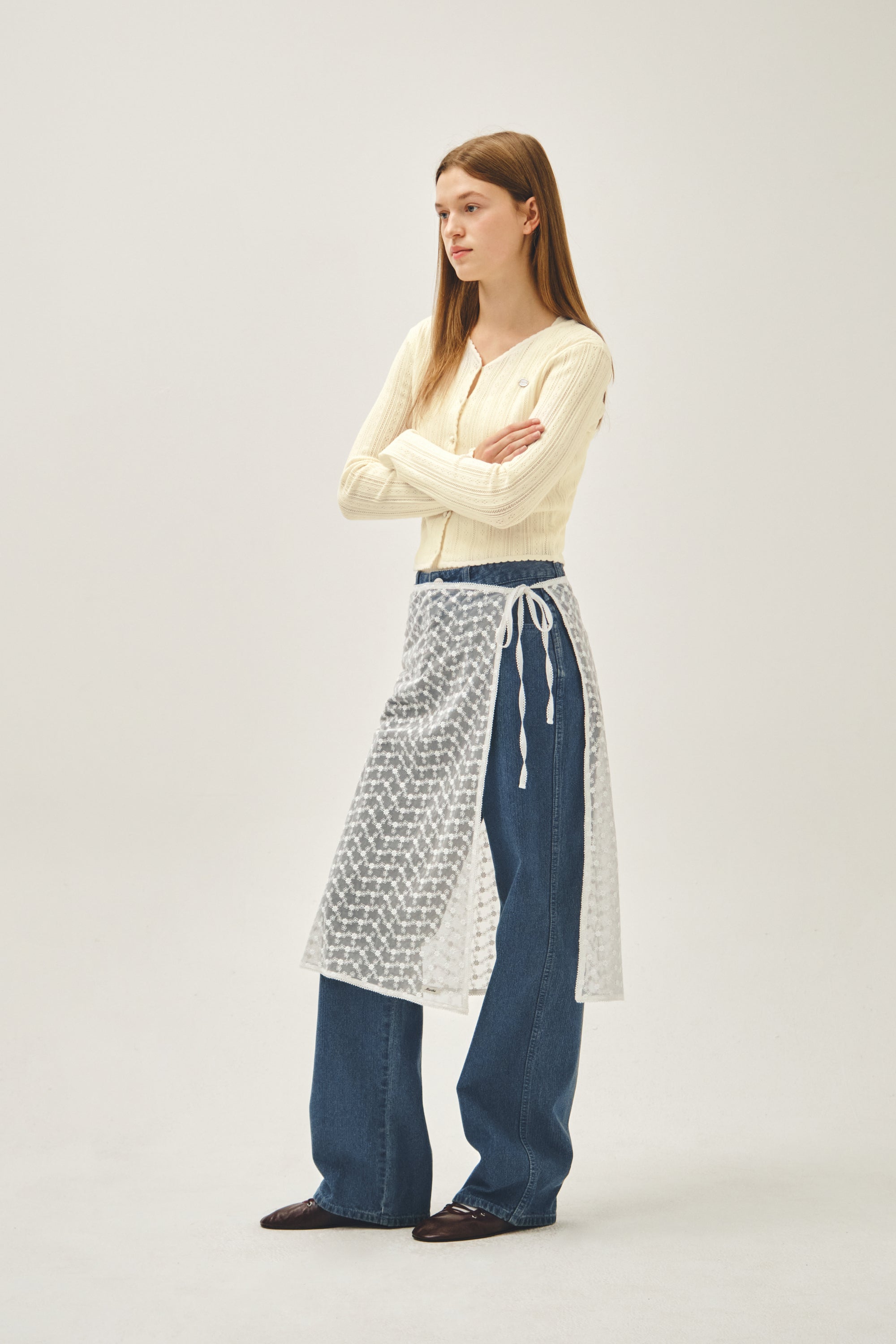 W Lace Layered Skirt White