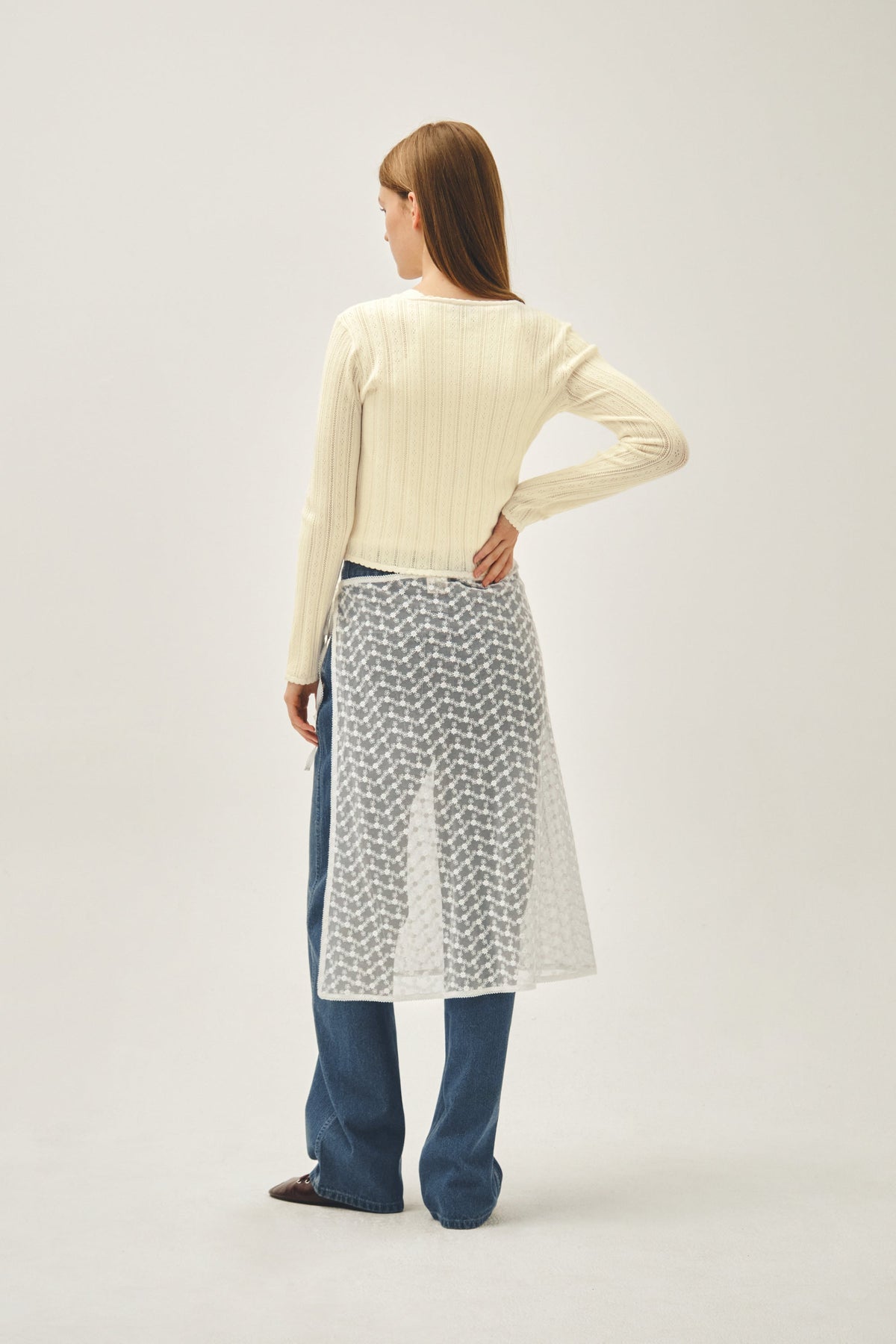 W Lace Layered Skirt White