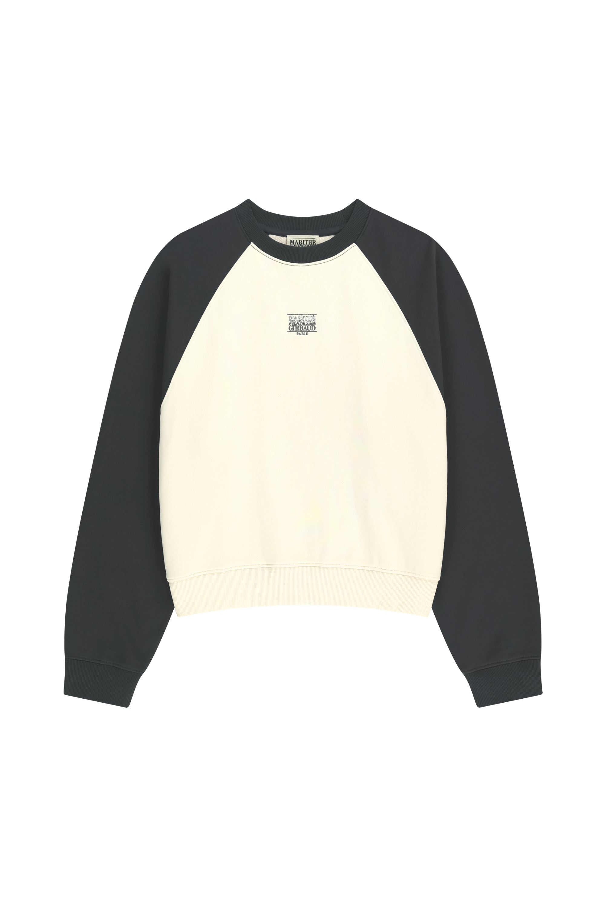 W Block Classic Logo Raglan Crop Sweatshirt Charcoal