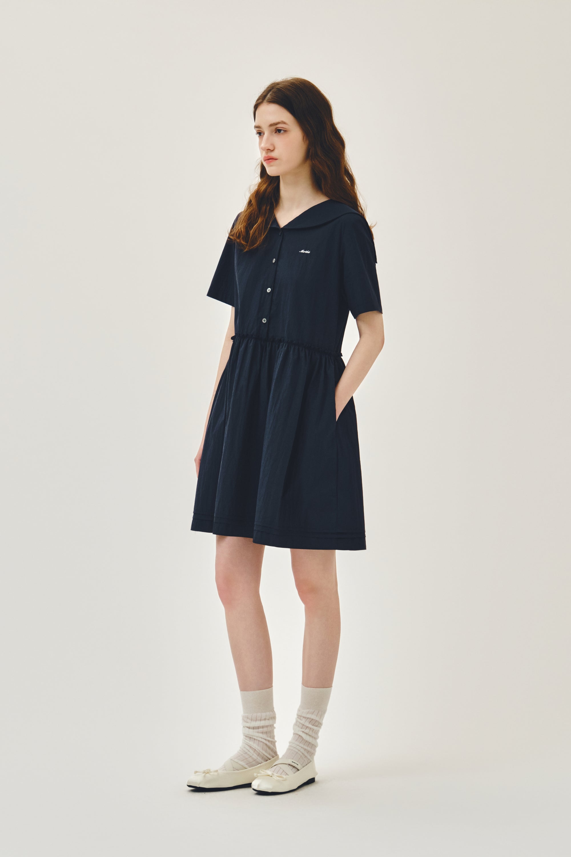 W Marine Half Sleeve Onepiece Navy