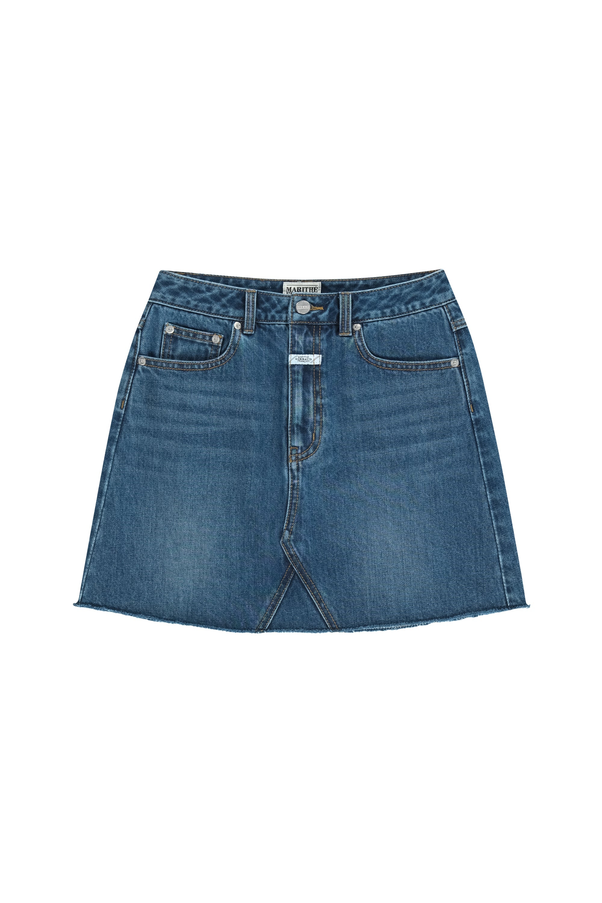 W Raw Edge Denim Mini Skirt Blue