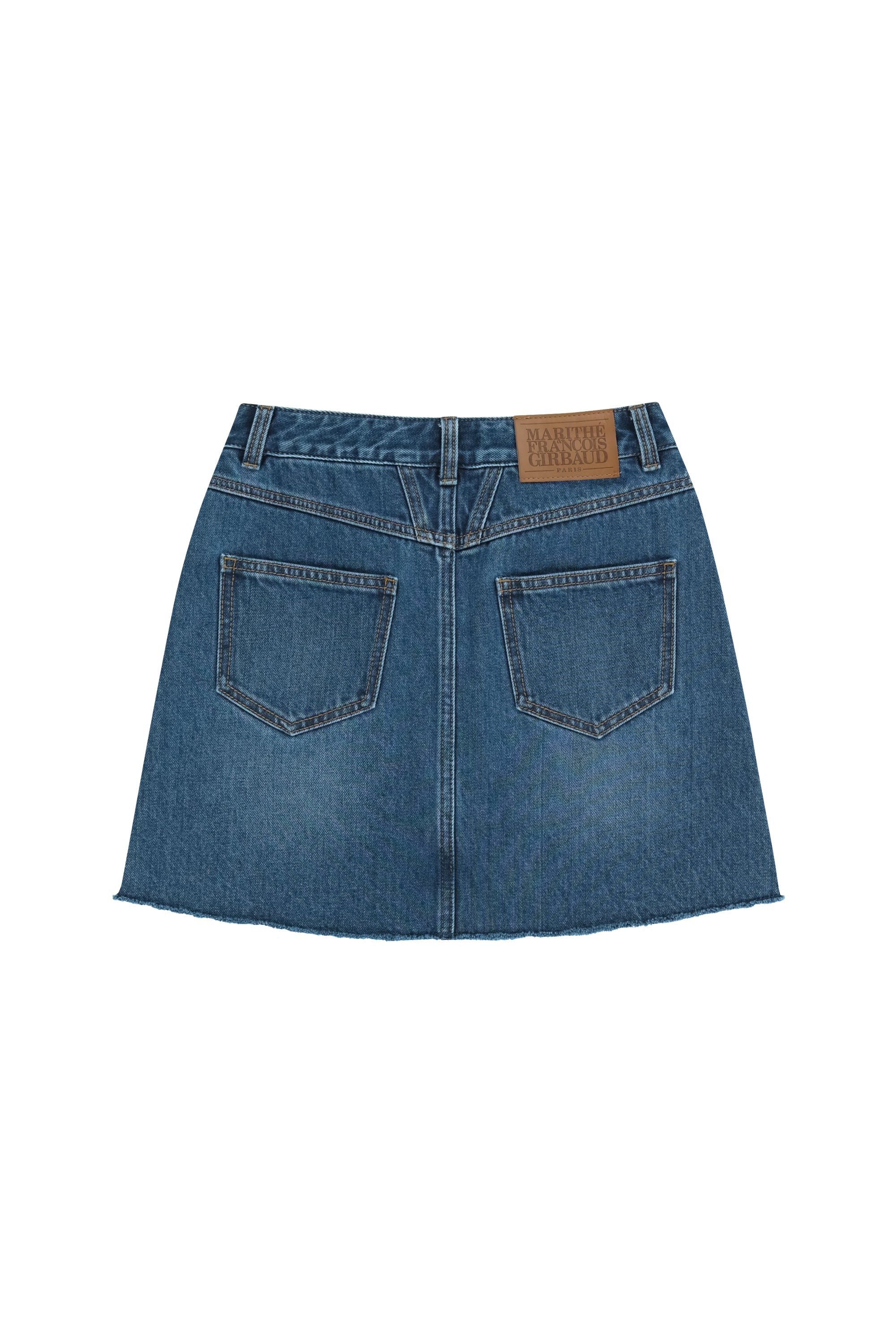 W Raw Edge Denim Mini Skirt Blue