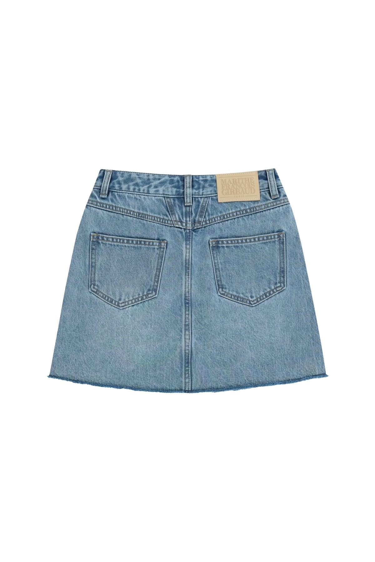 W Raw Edge Denim Mini Skirt Light Blue