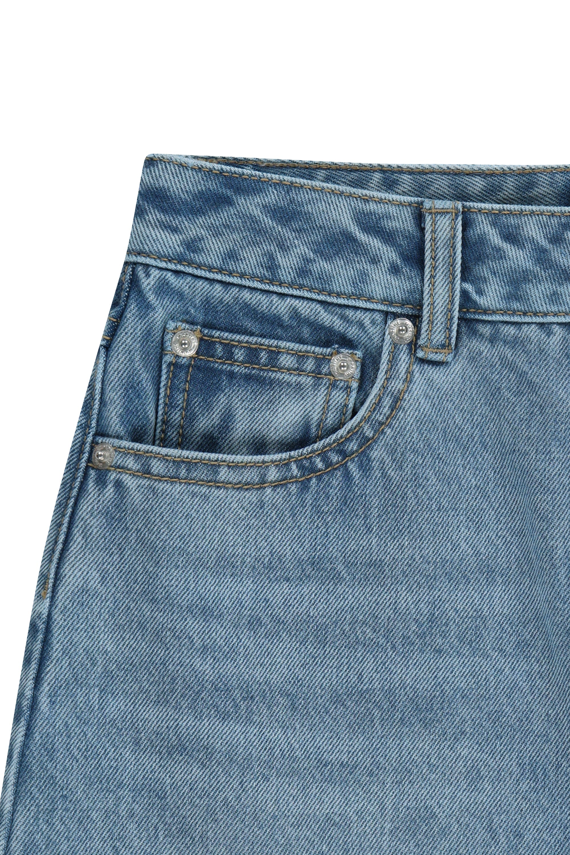 W Raw Edge Denim Mini Skirt Light Blue