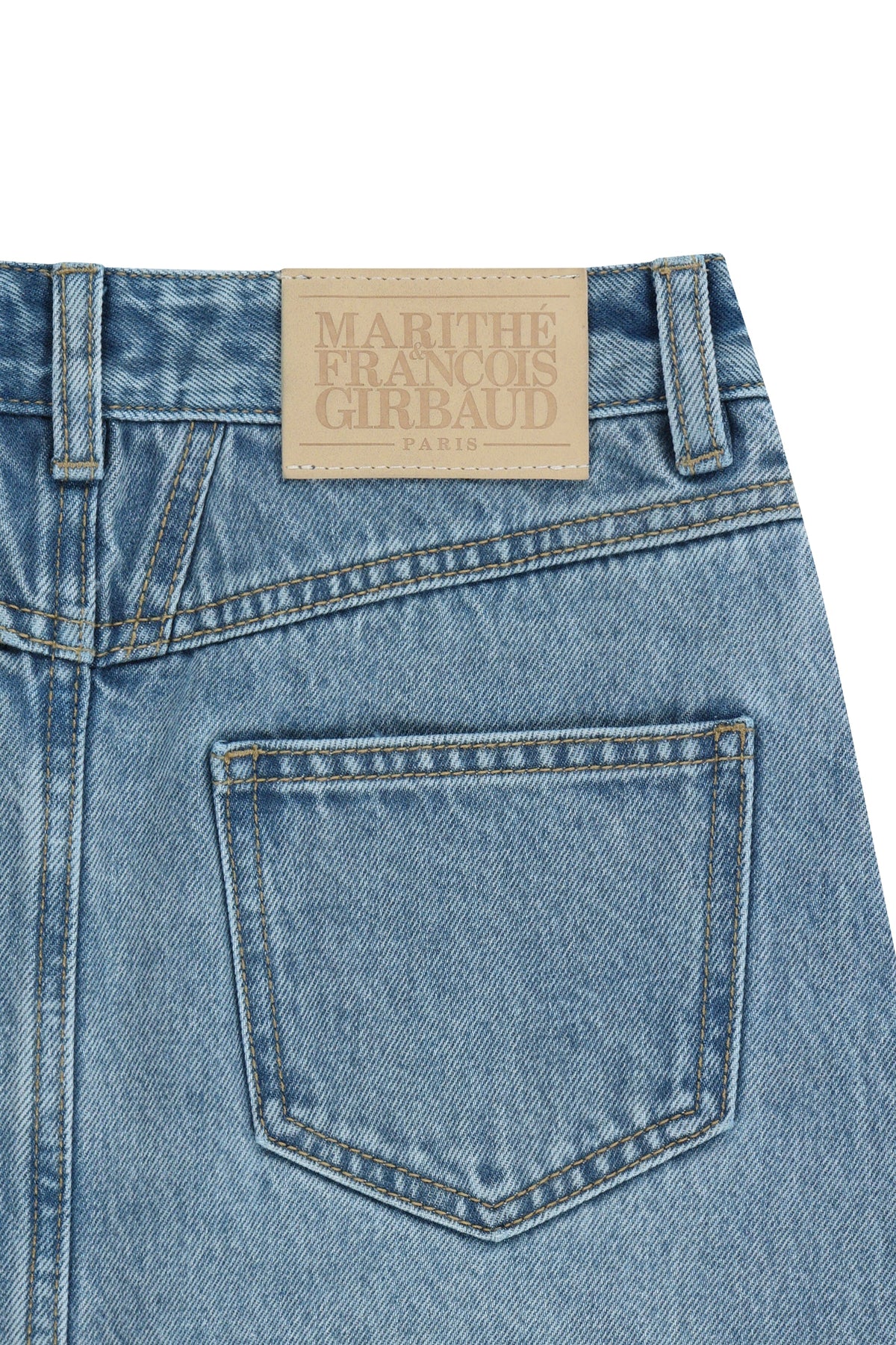 W Raw Edge Denim Mini Skirt Light Blue