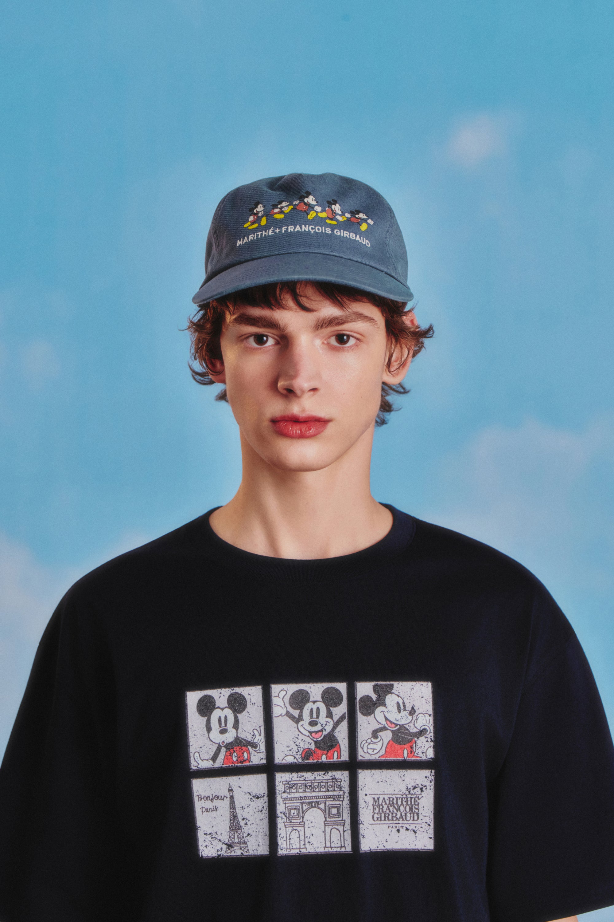 [MARITHE_DISNEY] Mickey Graphic 5 Panel Cap Ash Blue
