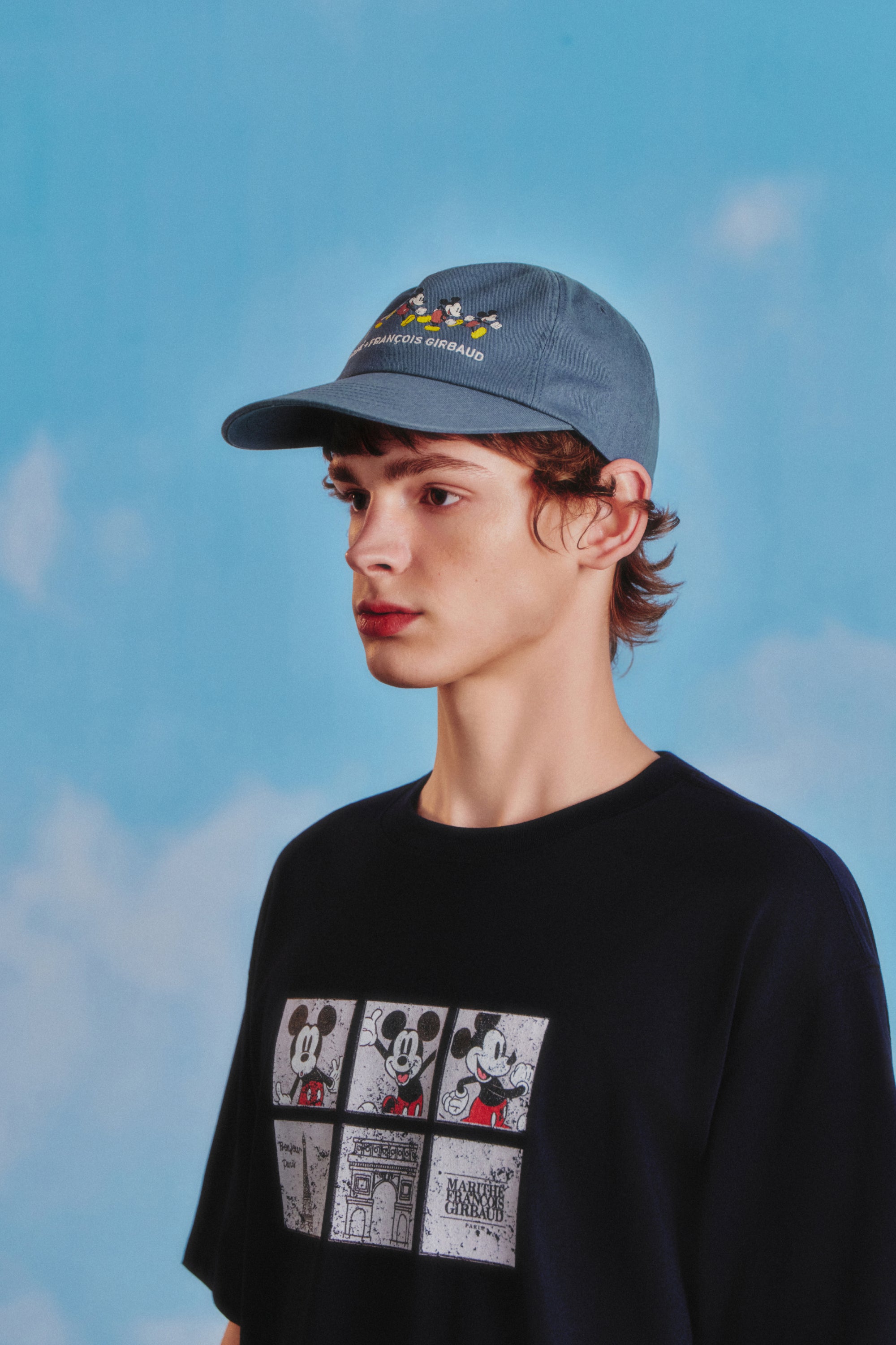 [MARITHE_DISNEY] Mickey Graphic 5 Panel Cap Ash Blue