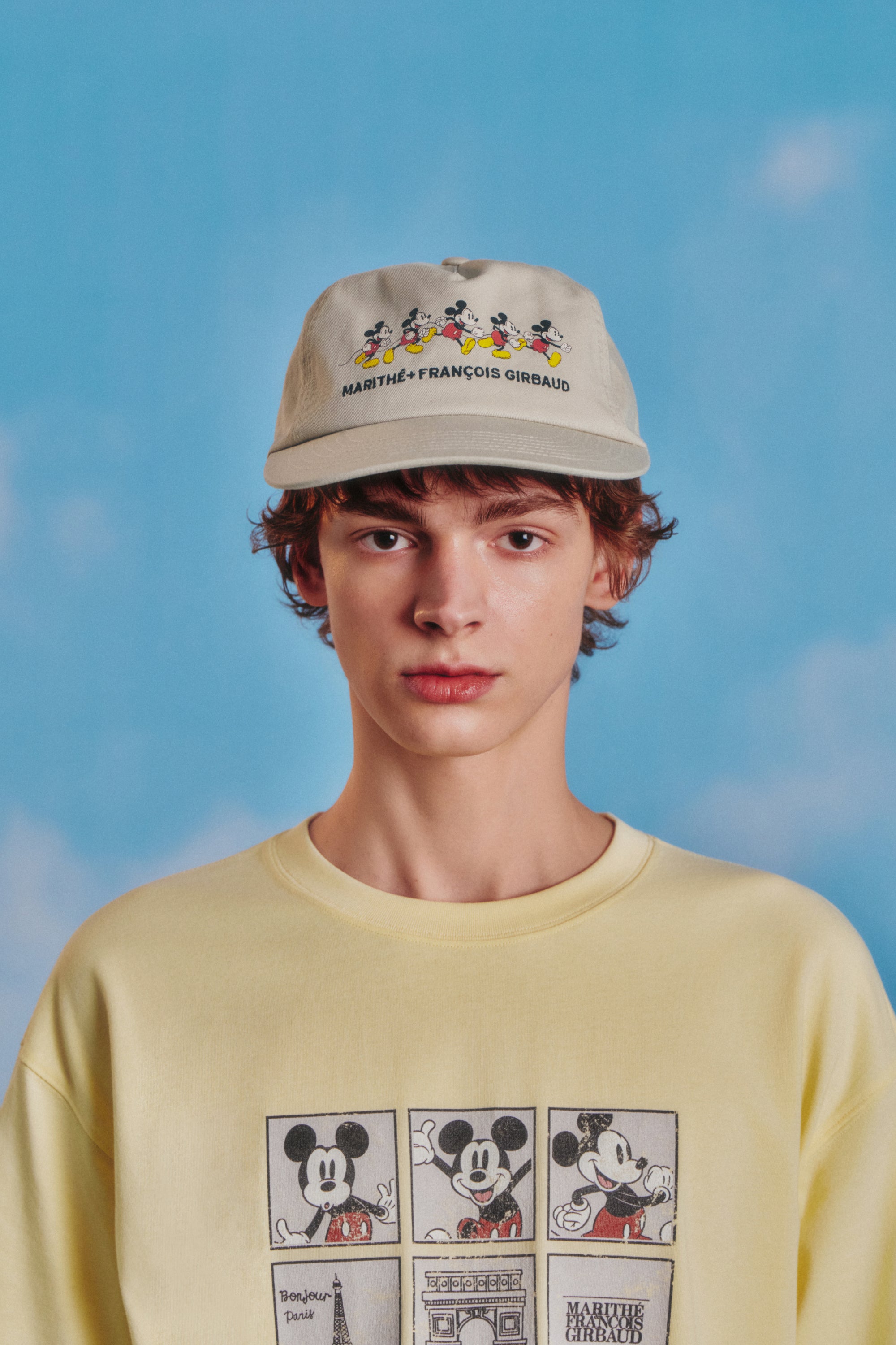 [MARITHE_DISNEY] Mickey Graphic 5 Panel Cap Light Beige