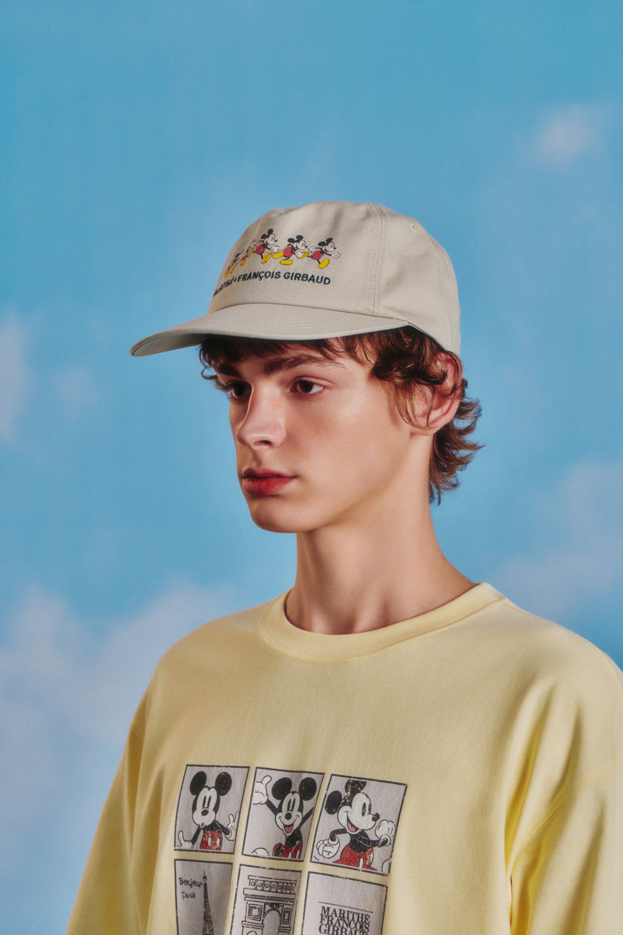 [MARITHE_DISNEY] Mickey Graphic 5 Panel Cap Light Beige