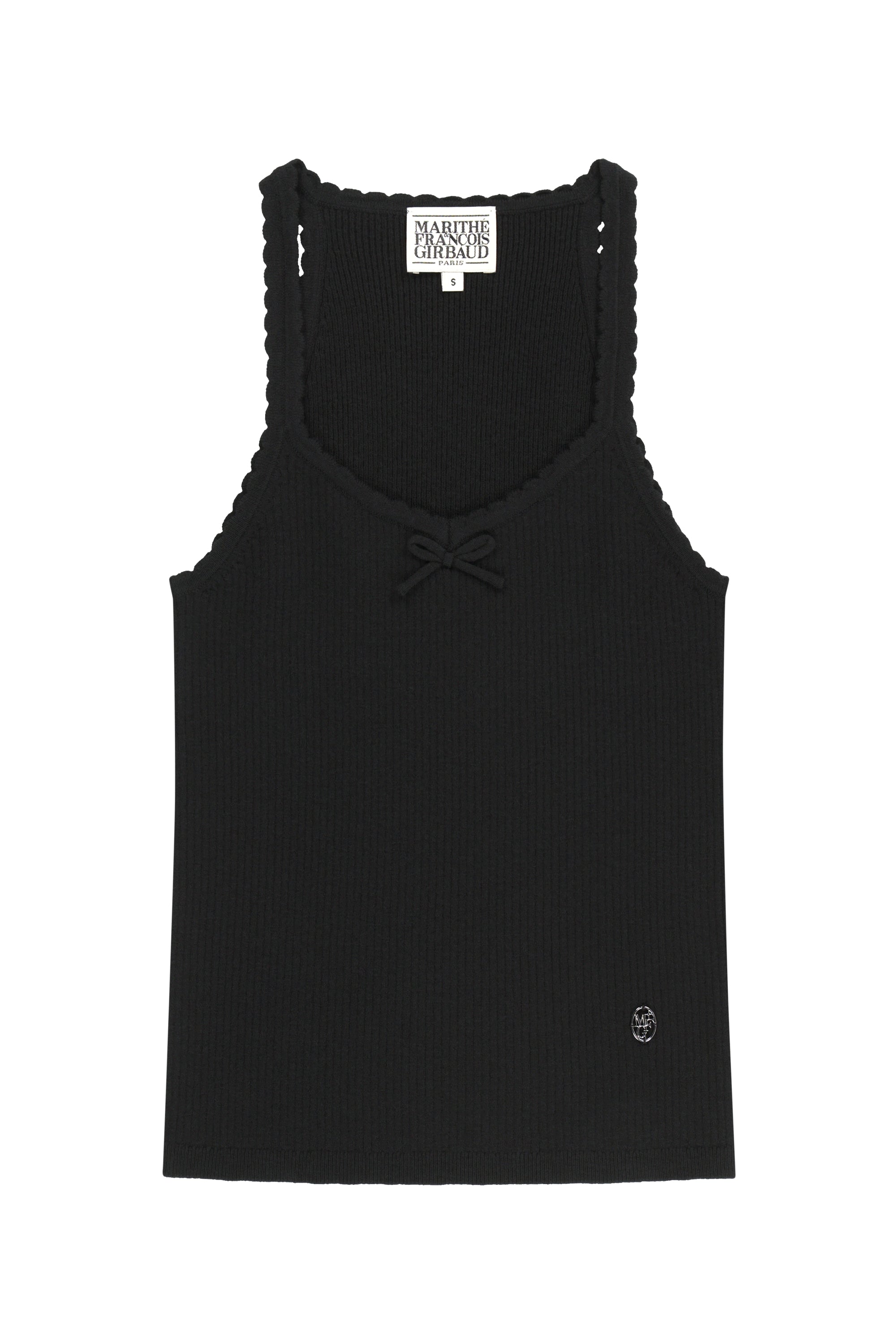 W Lace Point Knit Vest Black