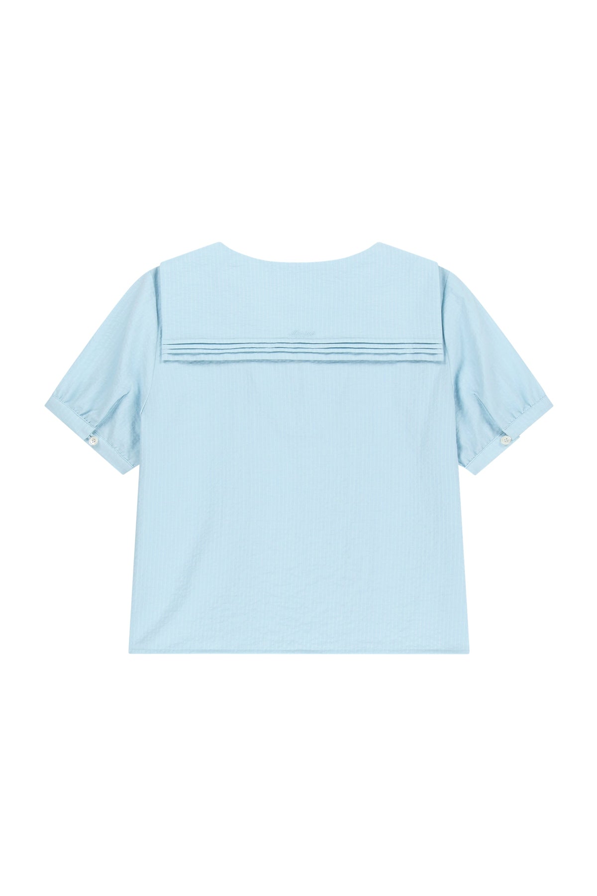 W Pin Tuck Sailor Half Sleeve Shirt Sky Blue