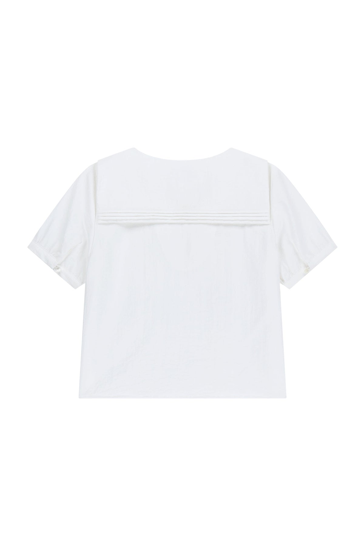 W Pin Tuck Sailor Half Sleeve Shirt White