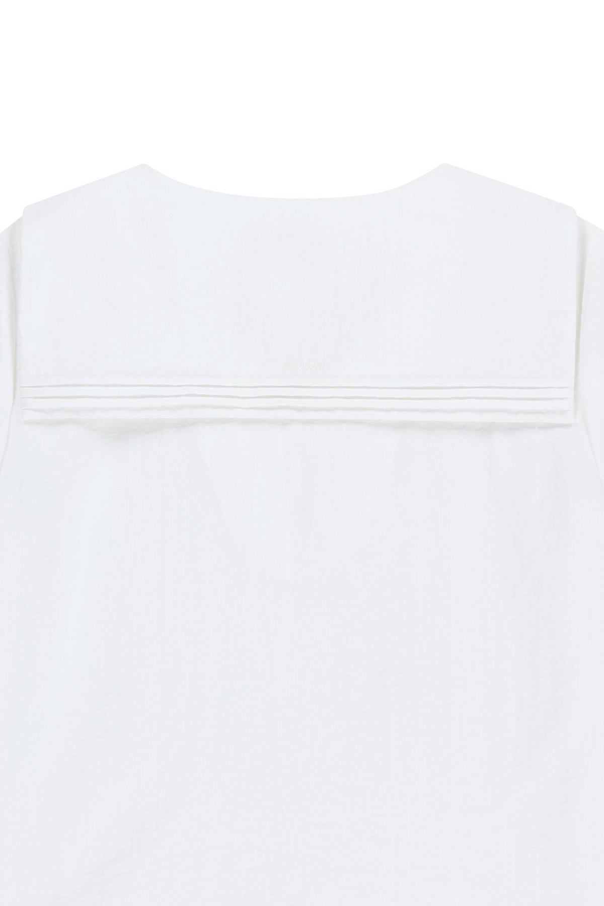 W Pin Tuck Sailor Half Sleeve Shirt White