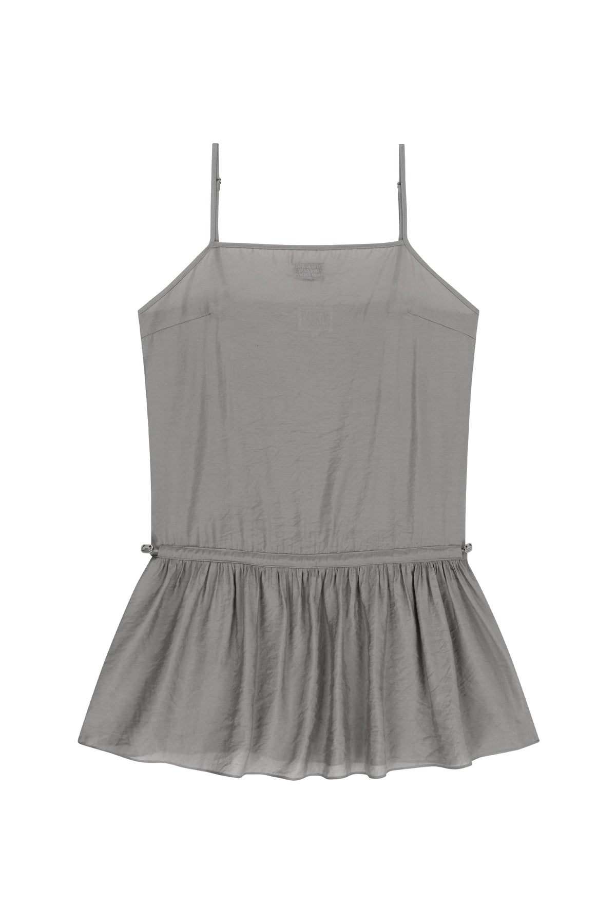 W Shirring Sleeveless Dress Gray