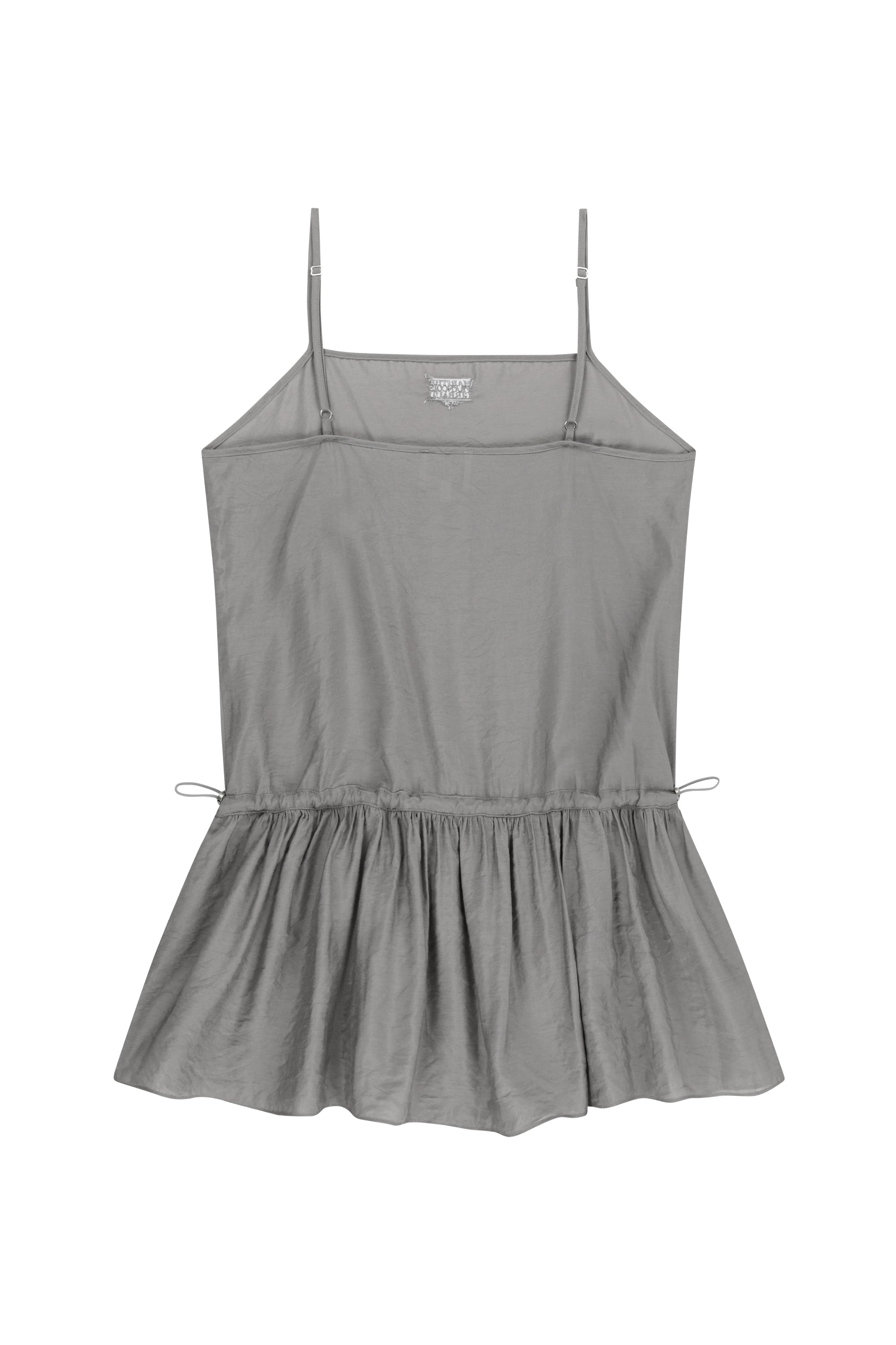 W Shirring Sleeveless Dress Gray