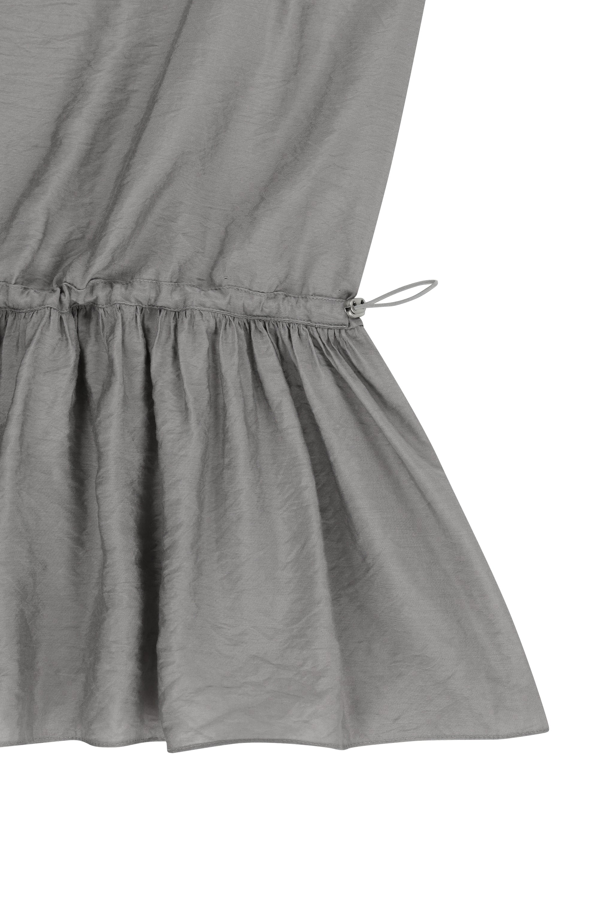 W Shirring Sleeveless Dress Gray