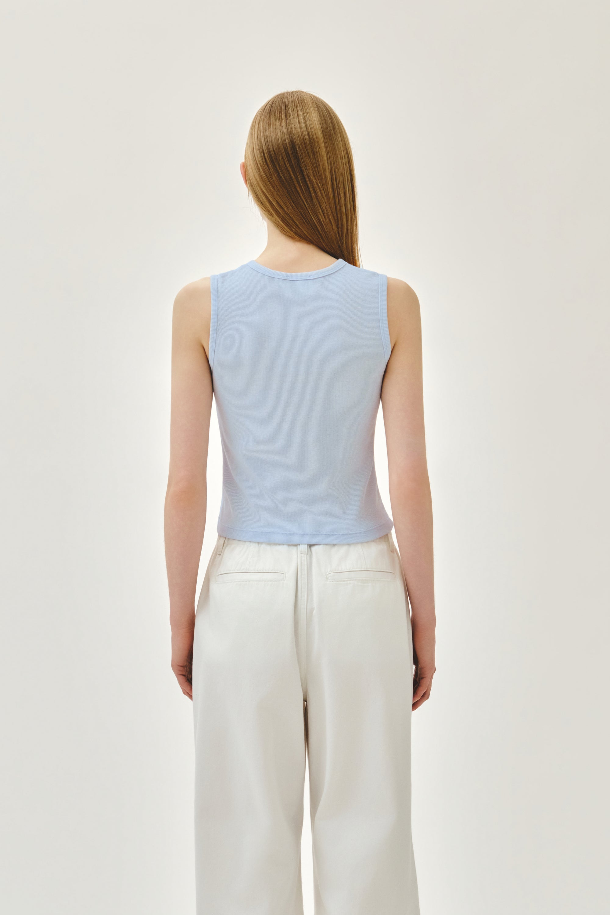 W Button Up Sleeveless Light Blue