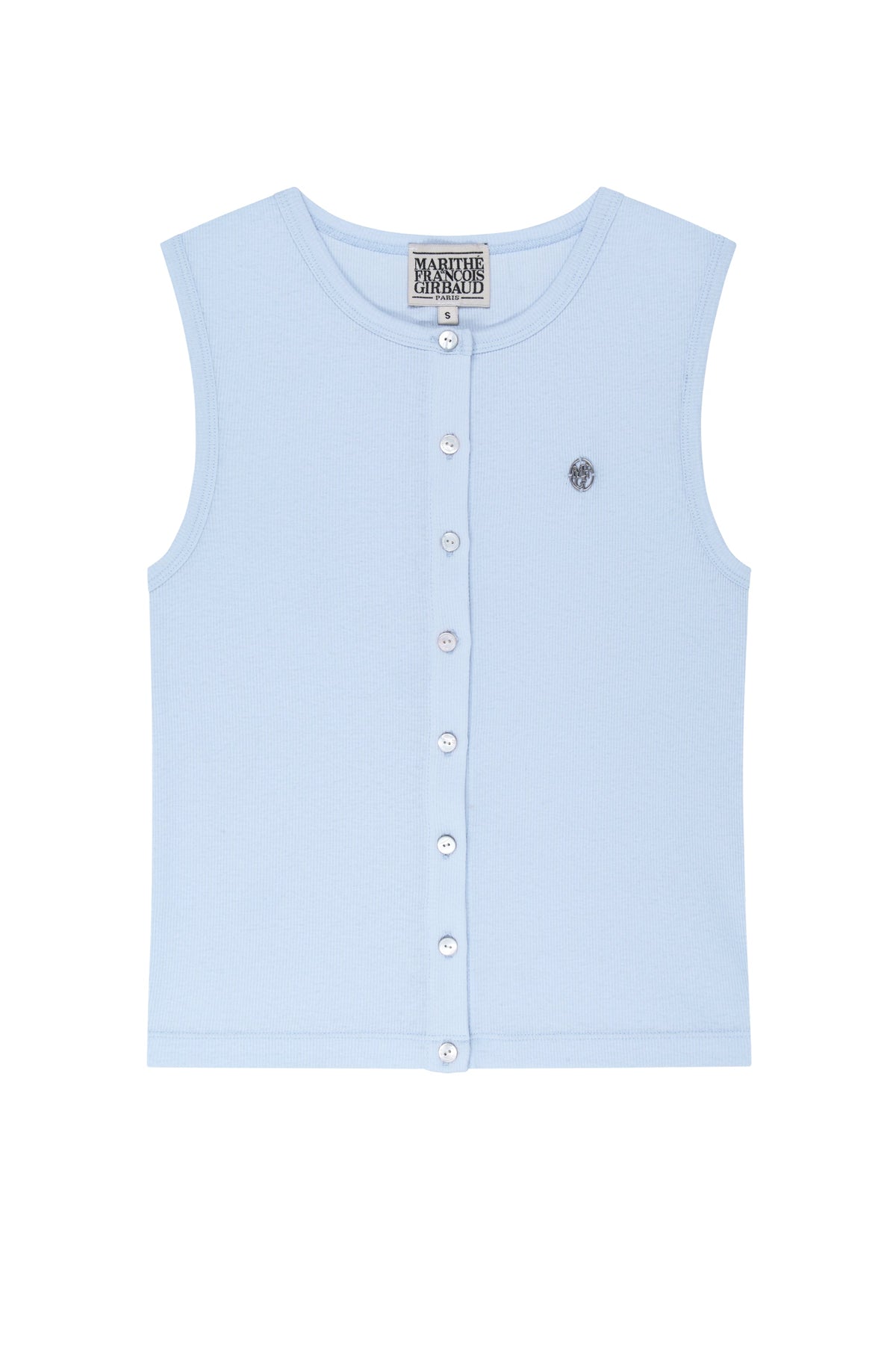 W Button Up Sleeveless Light Blue