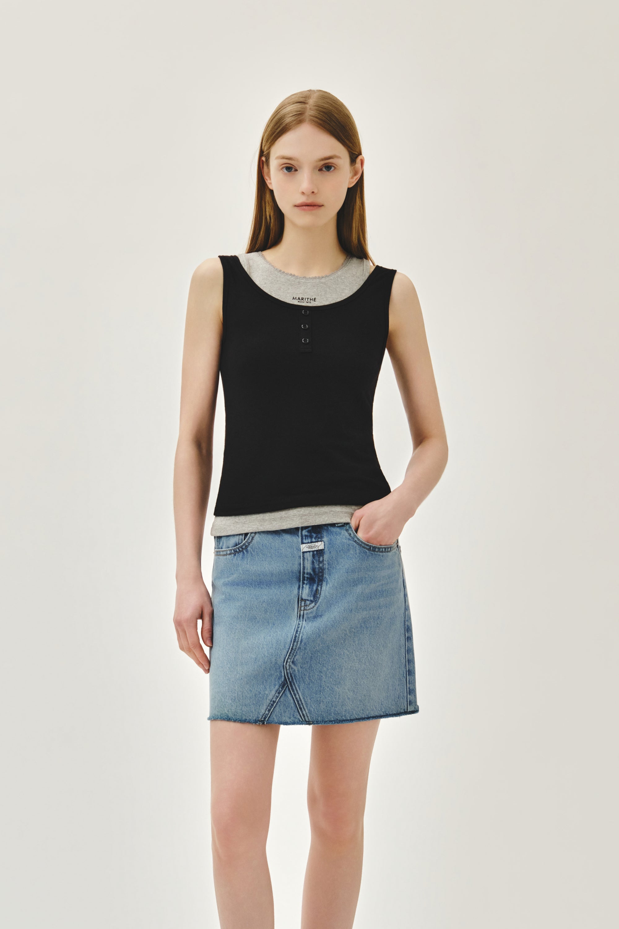 W Layered Sleeveless Black