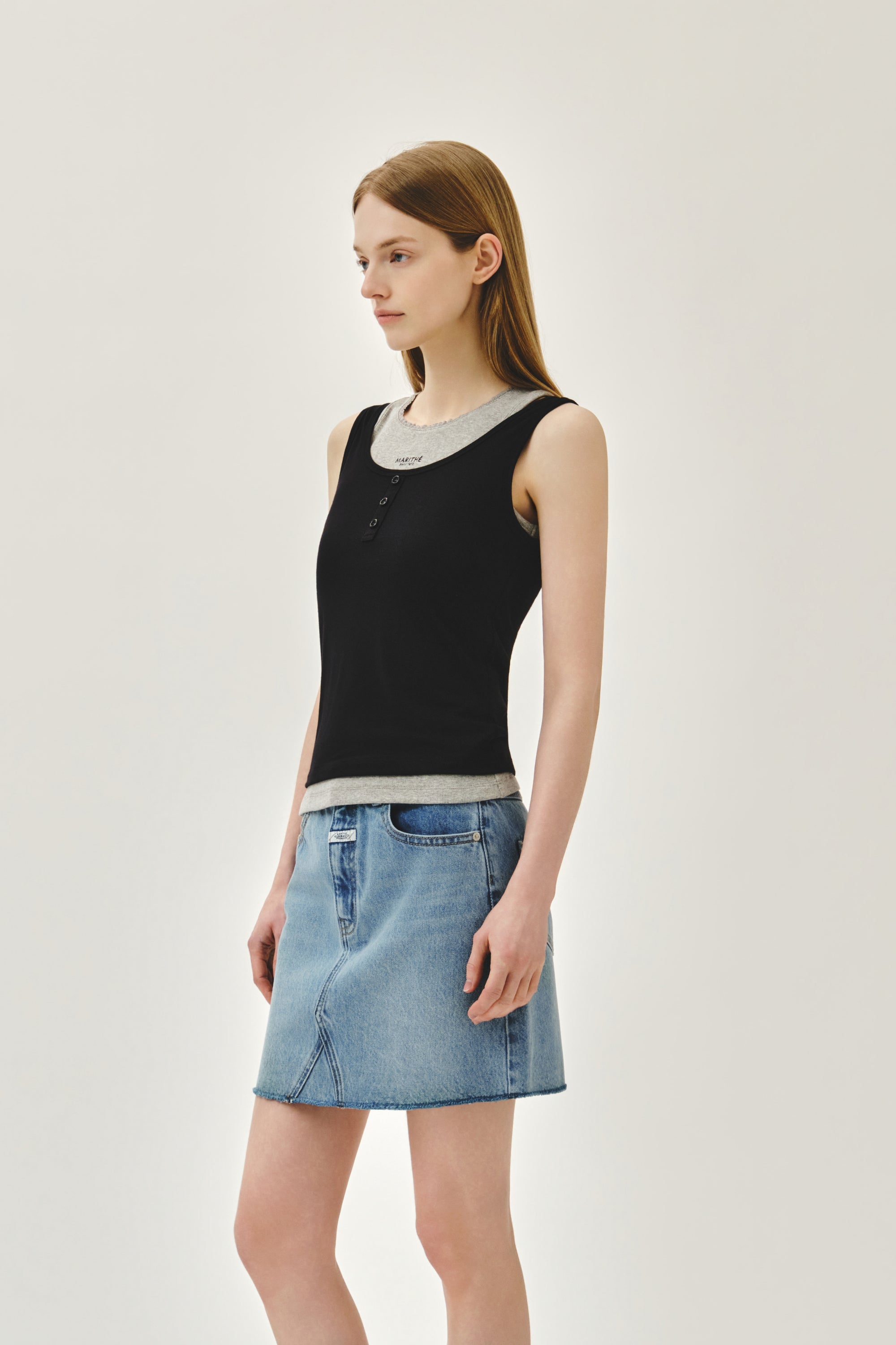 W Layered Sleeveless Black