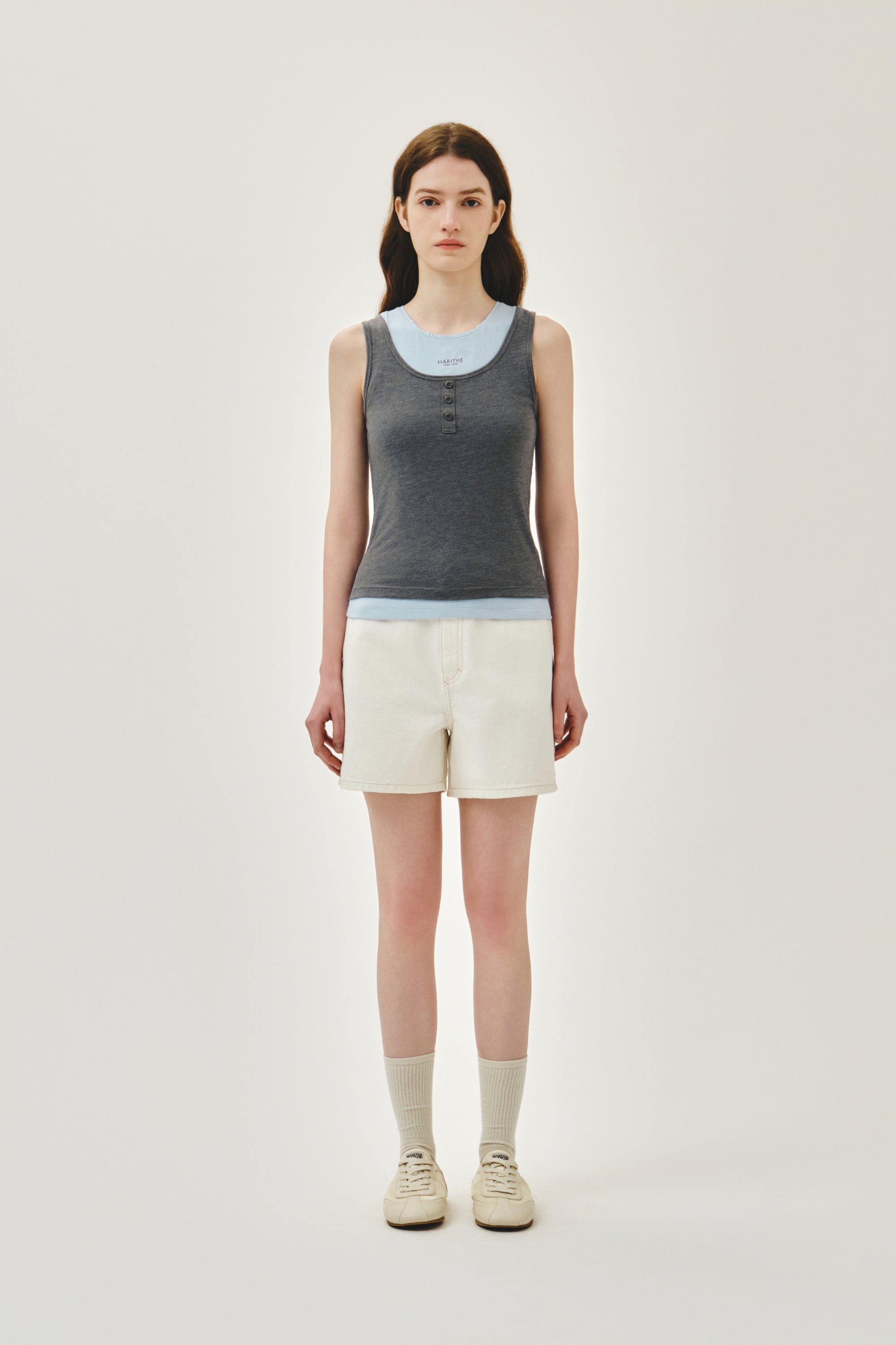 W Layered Sleeveless Heather Charcoal