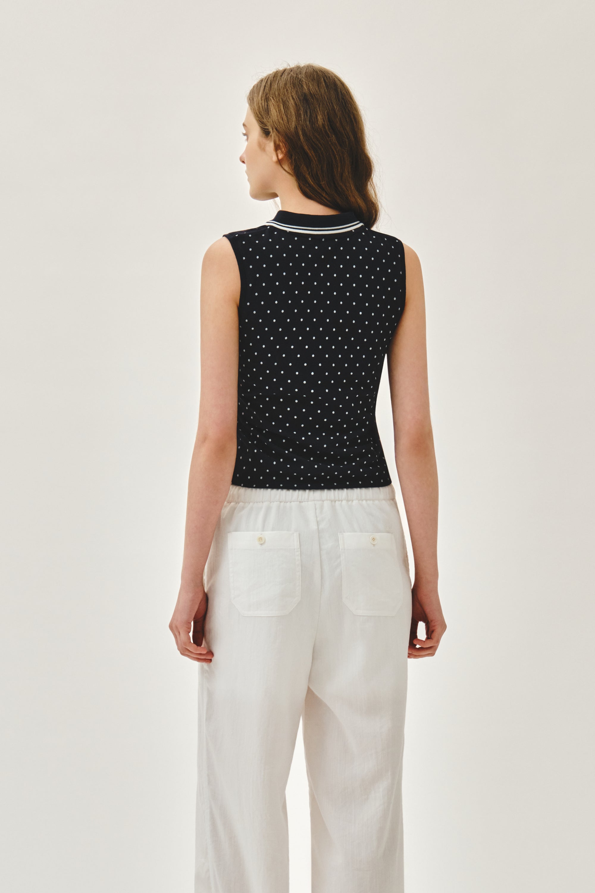 W Small Classic Logo Pk Collar Sleeveless Dot