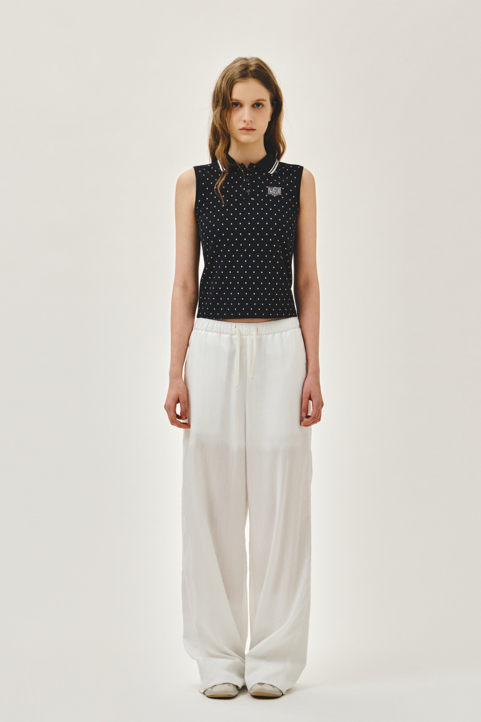 W Small Classic Logo Pk Collar Sleeveless Dot