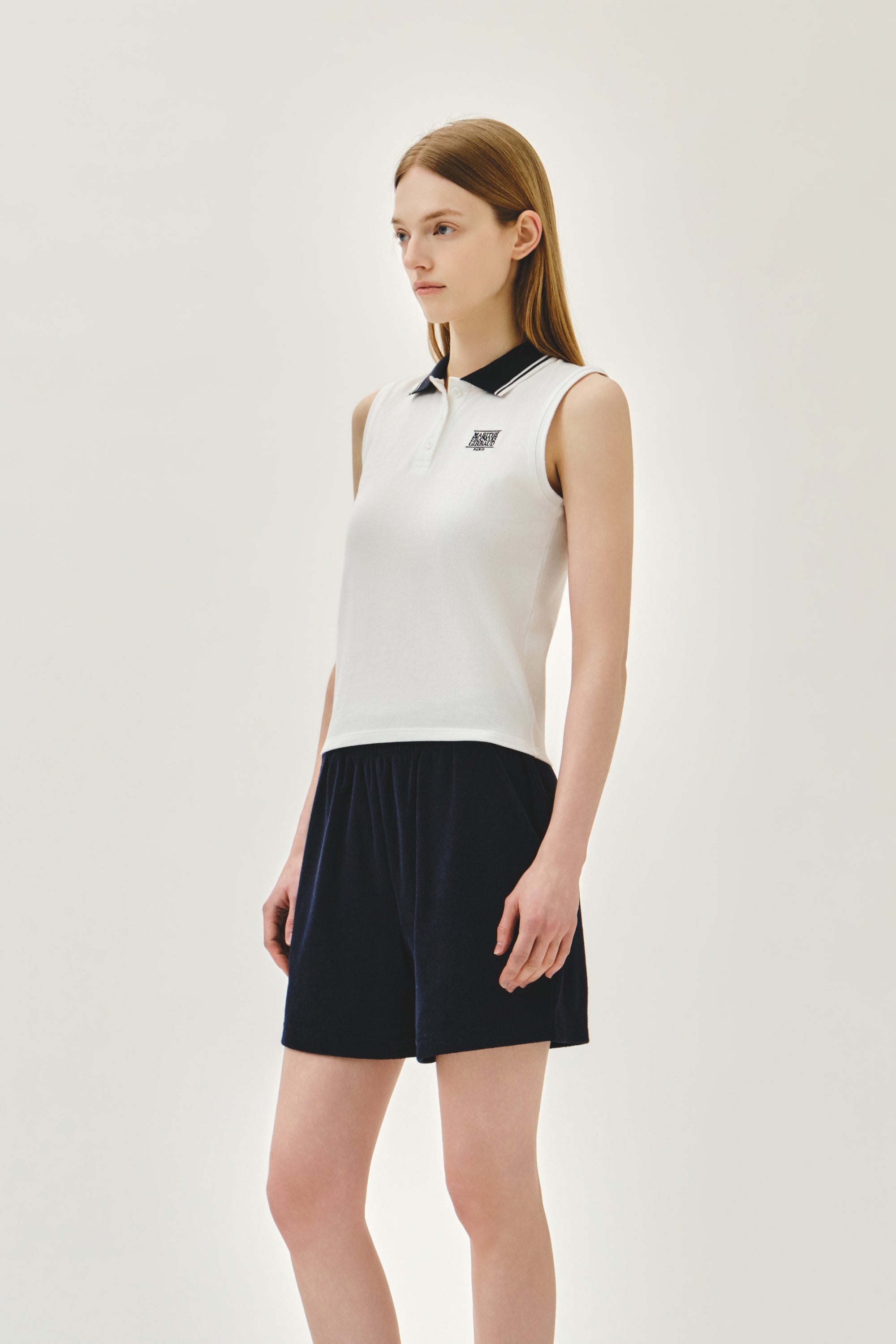 W Small Classic Logo Pk Collar Sleeveless White