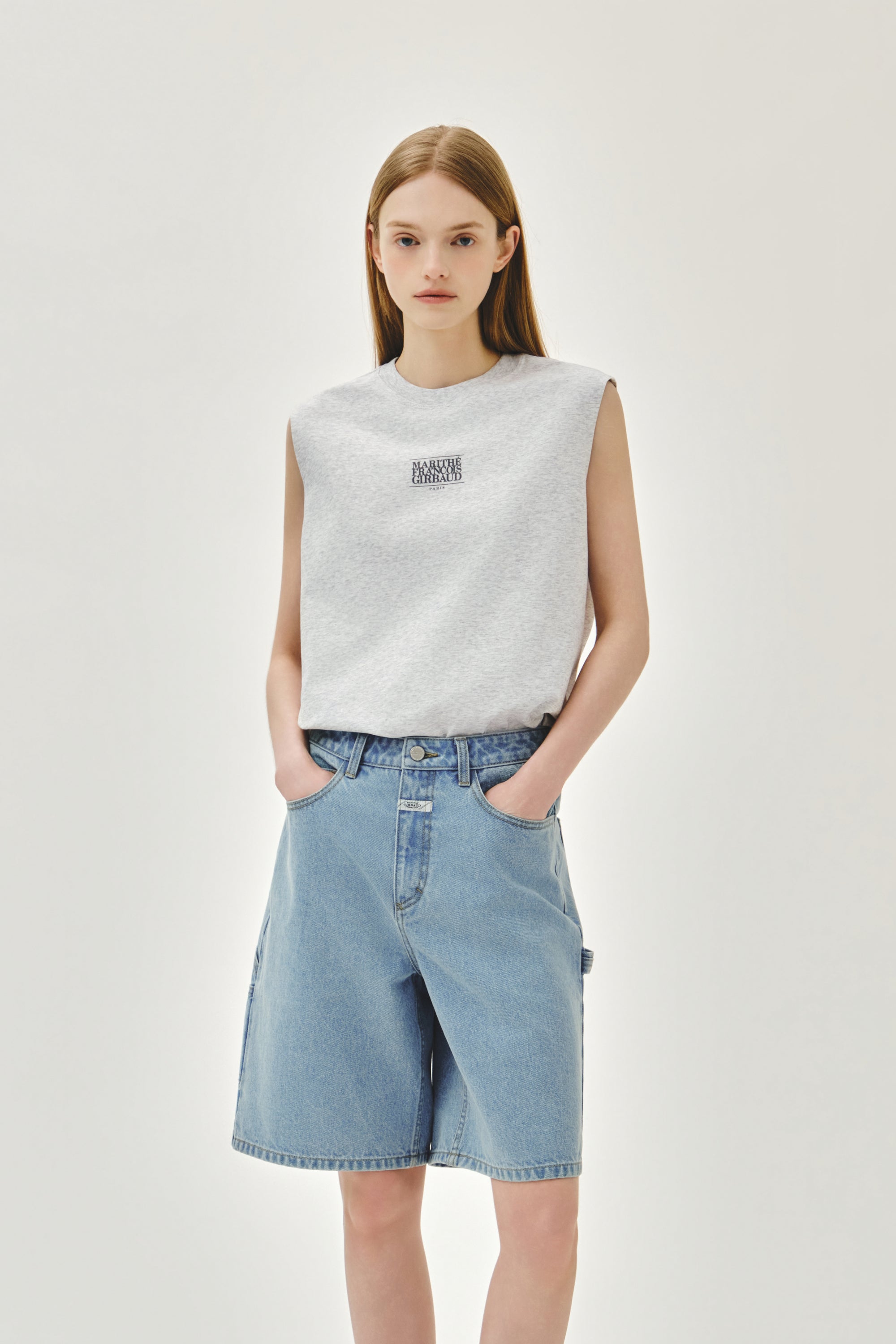 Sorona Cool Small Claasic Logo Sleeveless Light Heather Gray