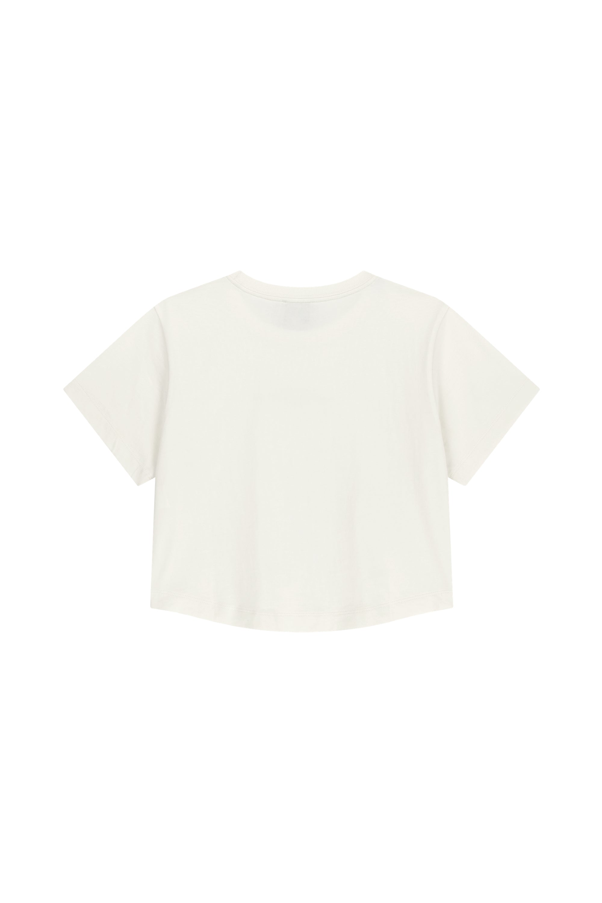 W Silver Lettering Crop Tee Ivory