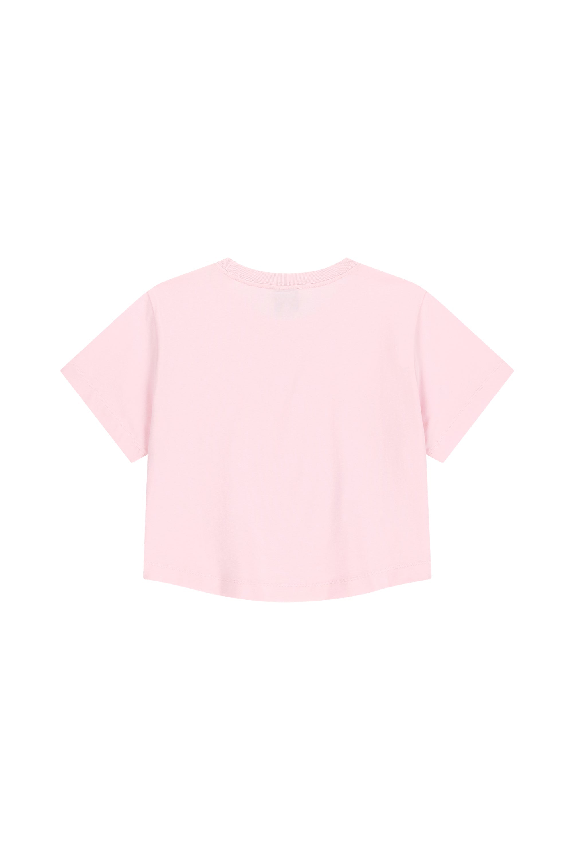 W Silver Lettering Crop Tee Pink