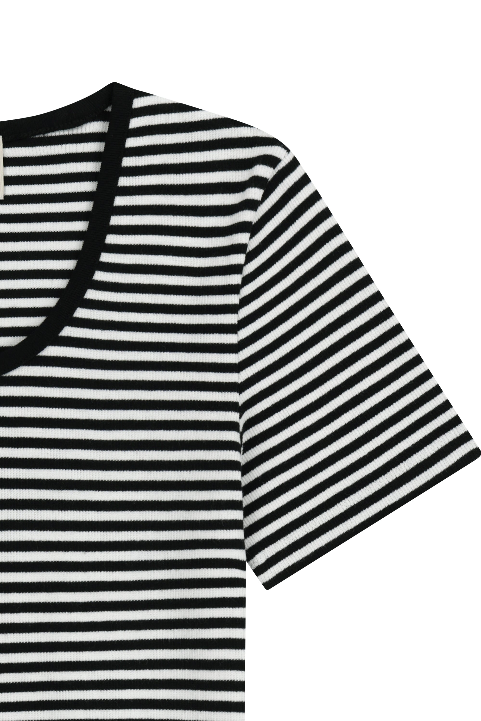 W Deep Neck Ringer Tee Black
