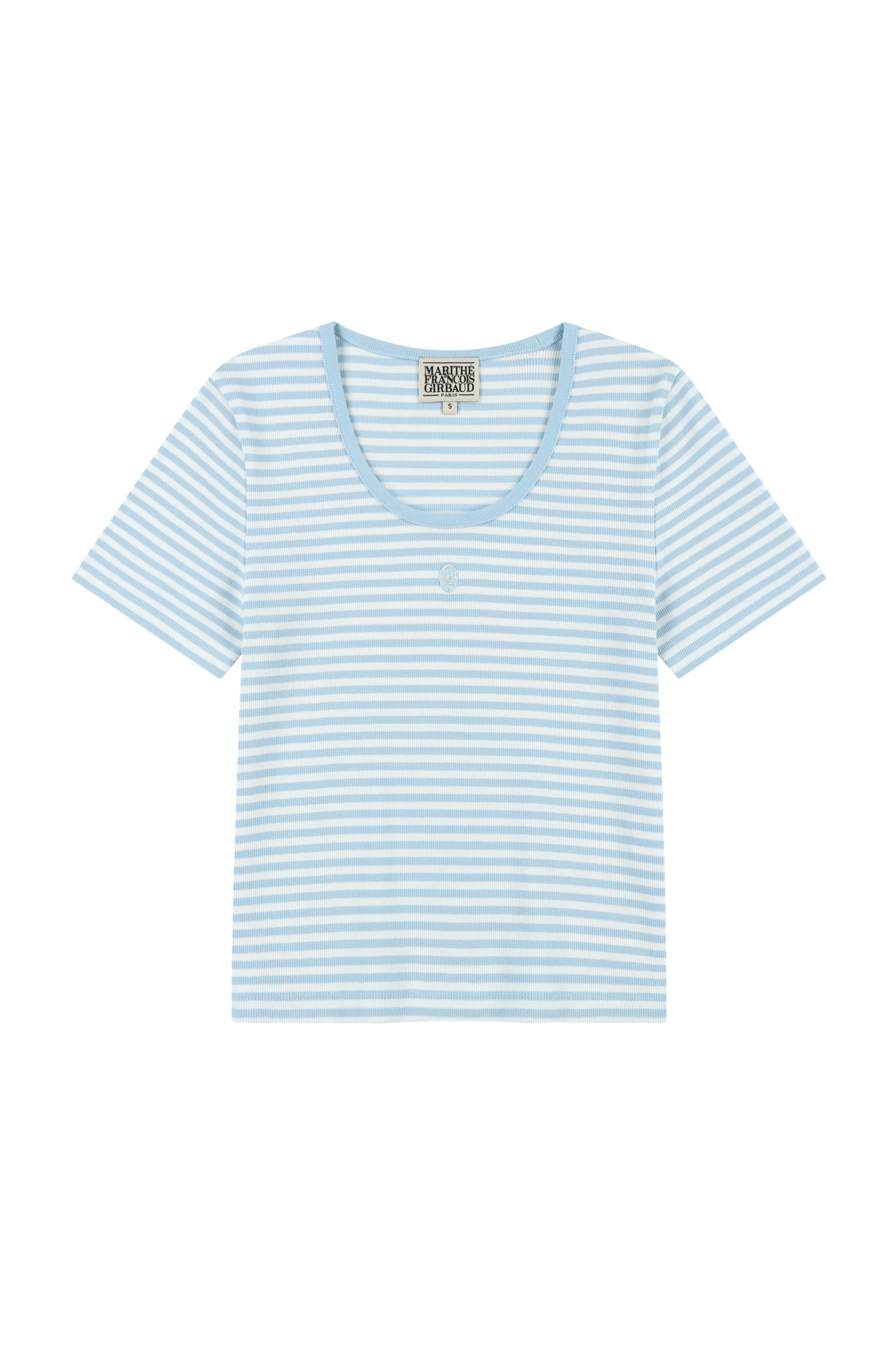 W Deep Neck Ringer Tee Sky Blue