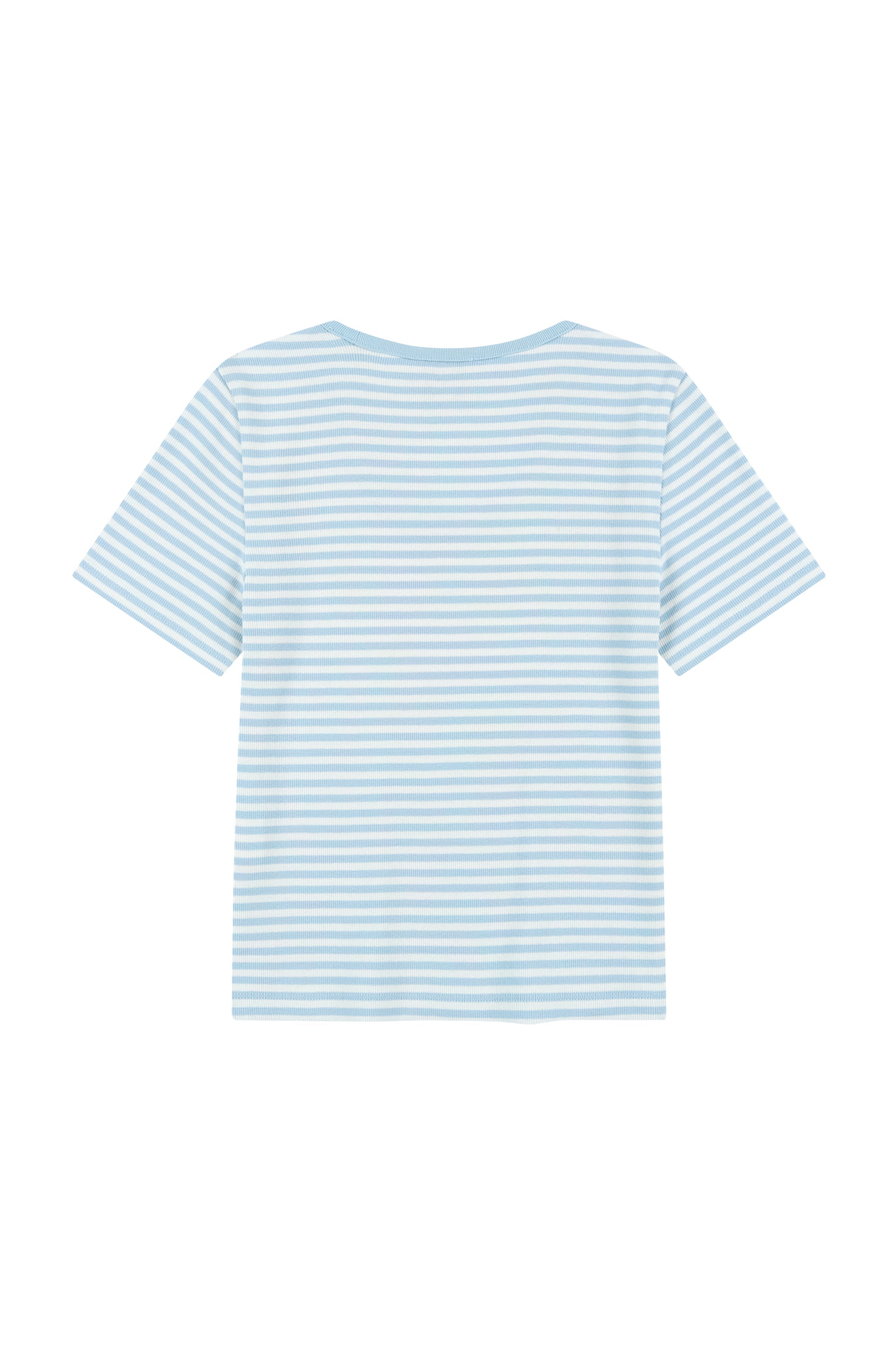 W Deep Neck Ringer Tee Sky Blue