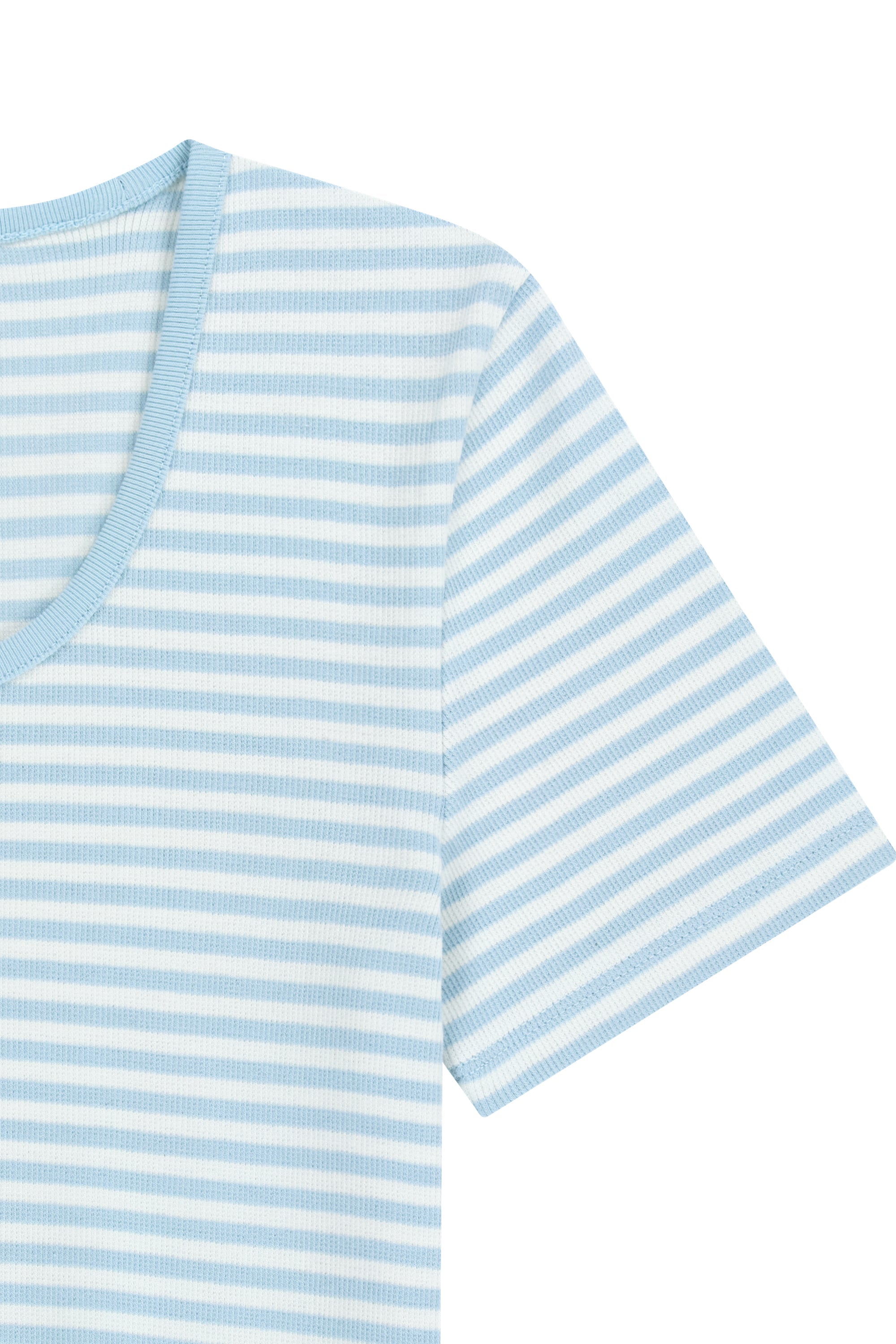 W Deep Neck Ringer Tee Sky Blue