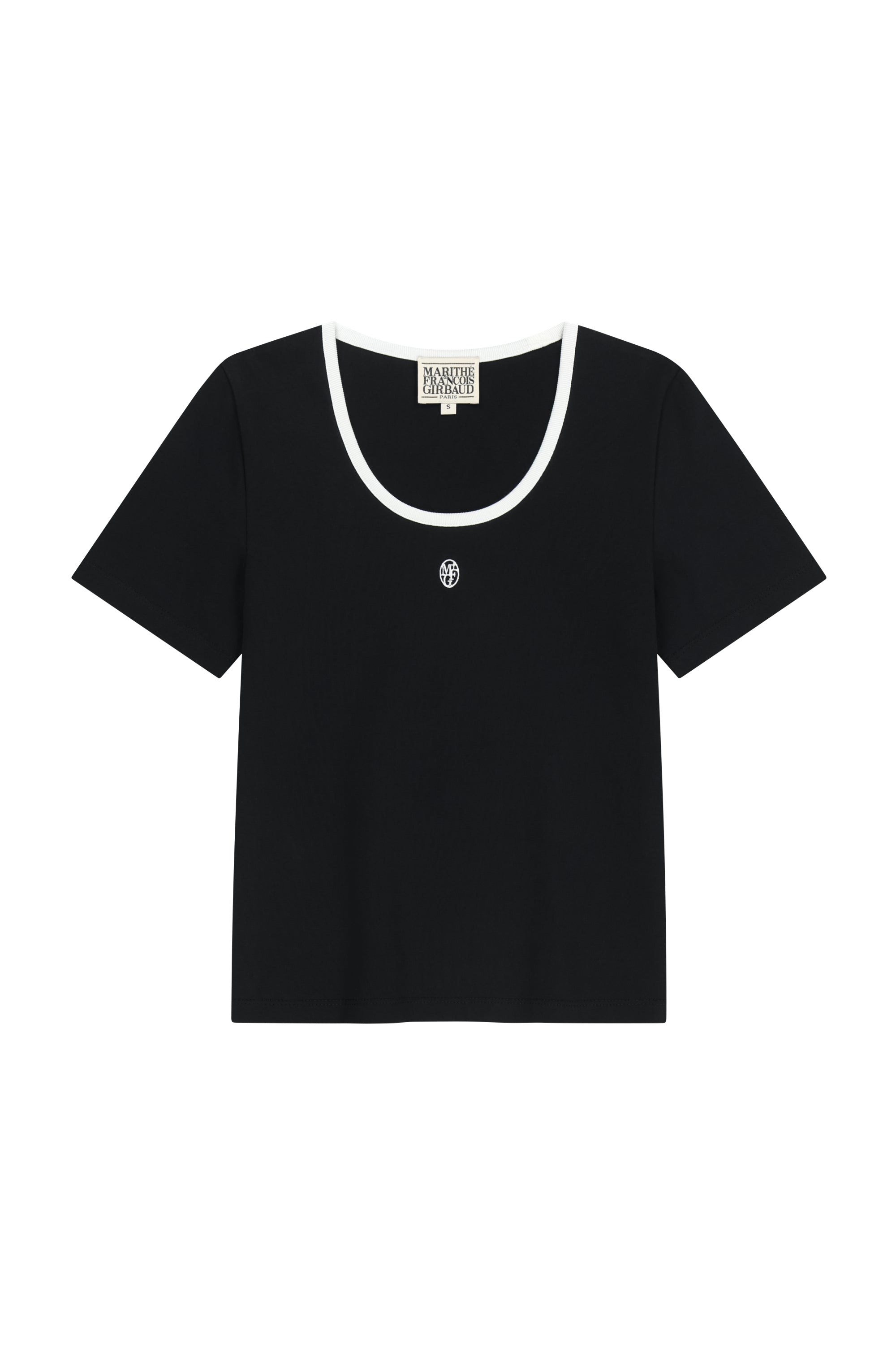 W Deep Neck Ringer Tee White / Black