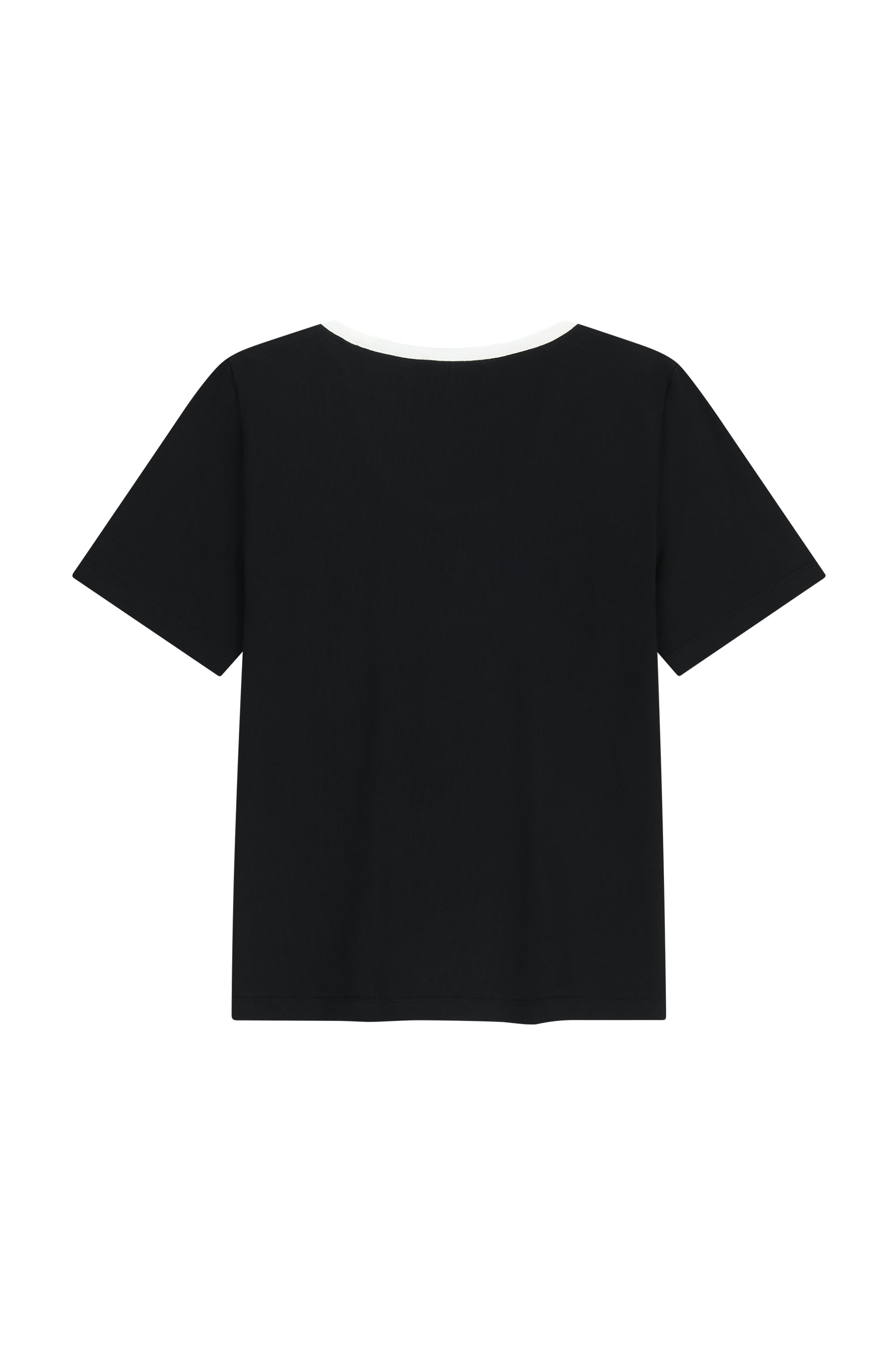 W Deep Neck Ringer Tee White / Black