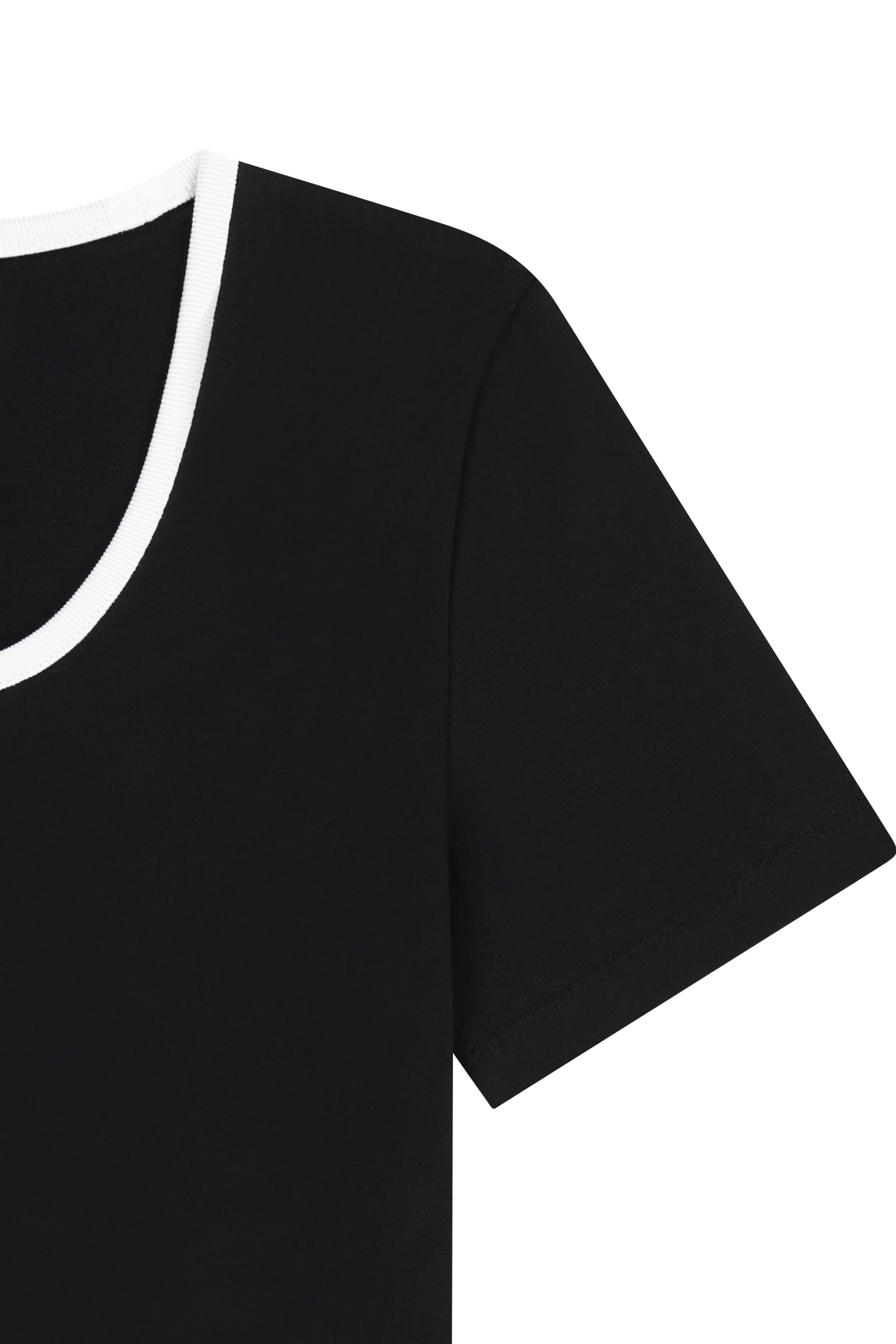 W Deep Neck Ringer Tee White / Black