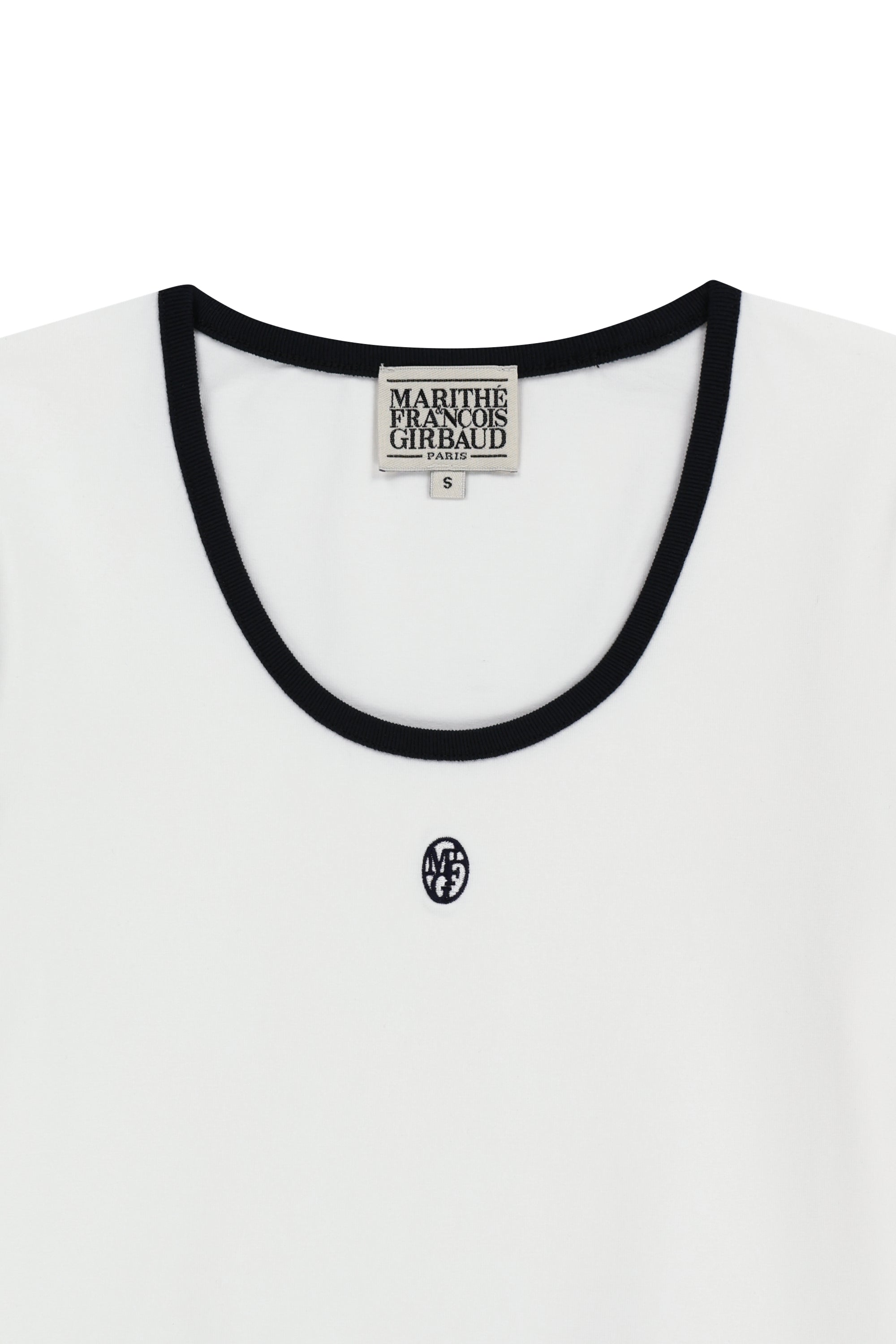 W Deep Neck Ringer Tee White