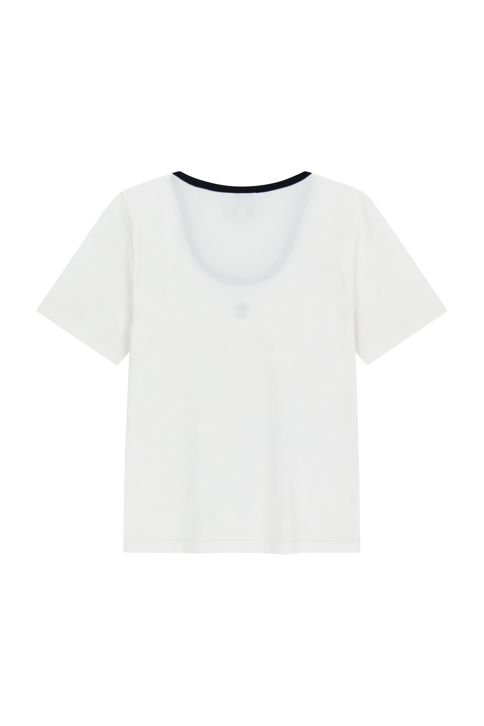 W Deep Neck Ringer Tee White