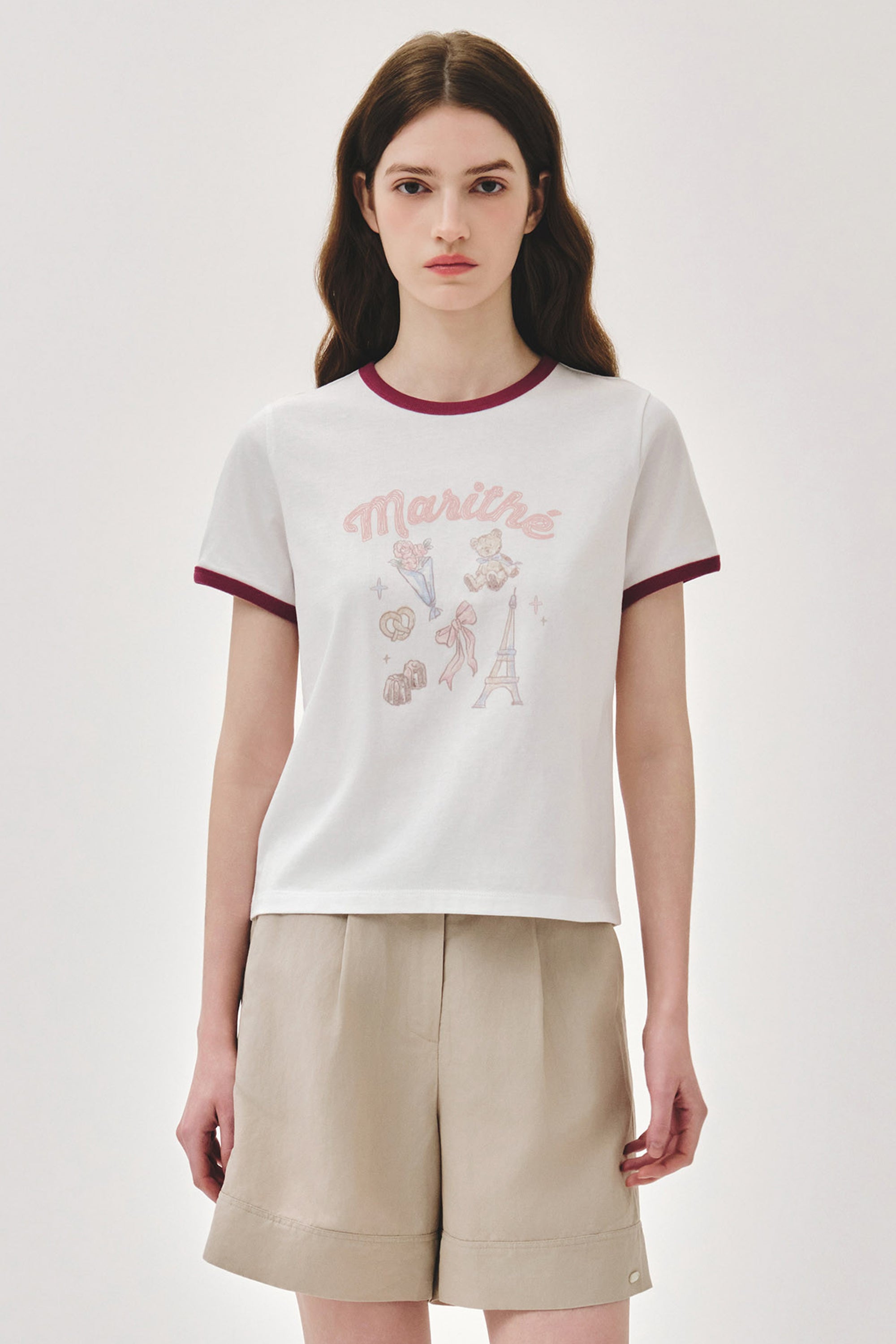 W Paris Graphic Ringer Tee White