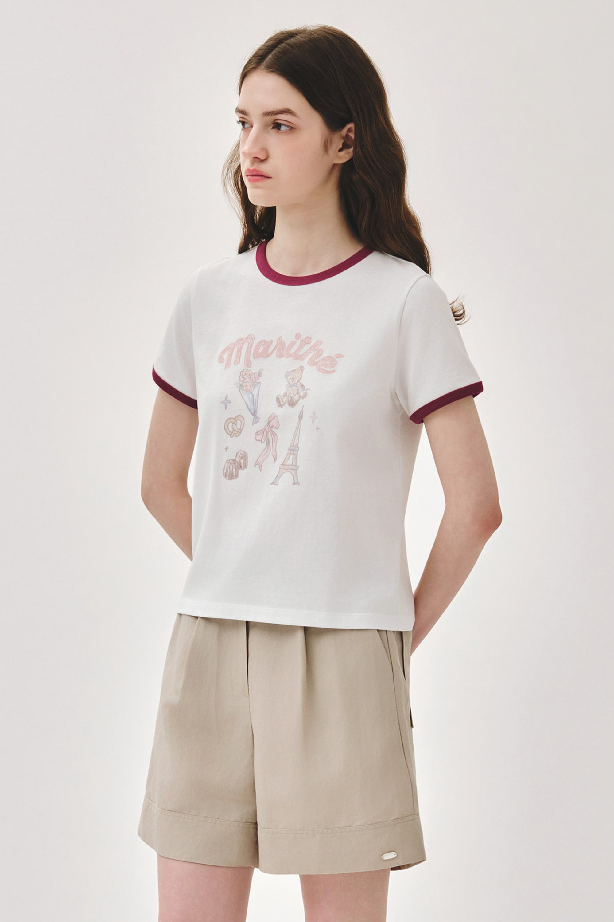 W Paris Graphic Ringer Tee White