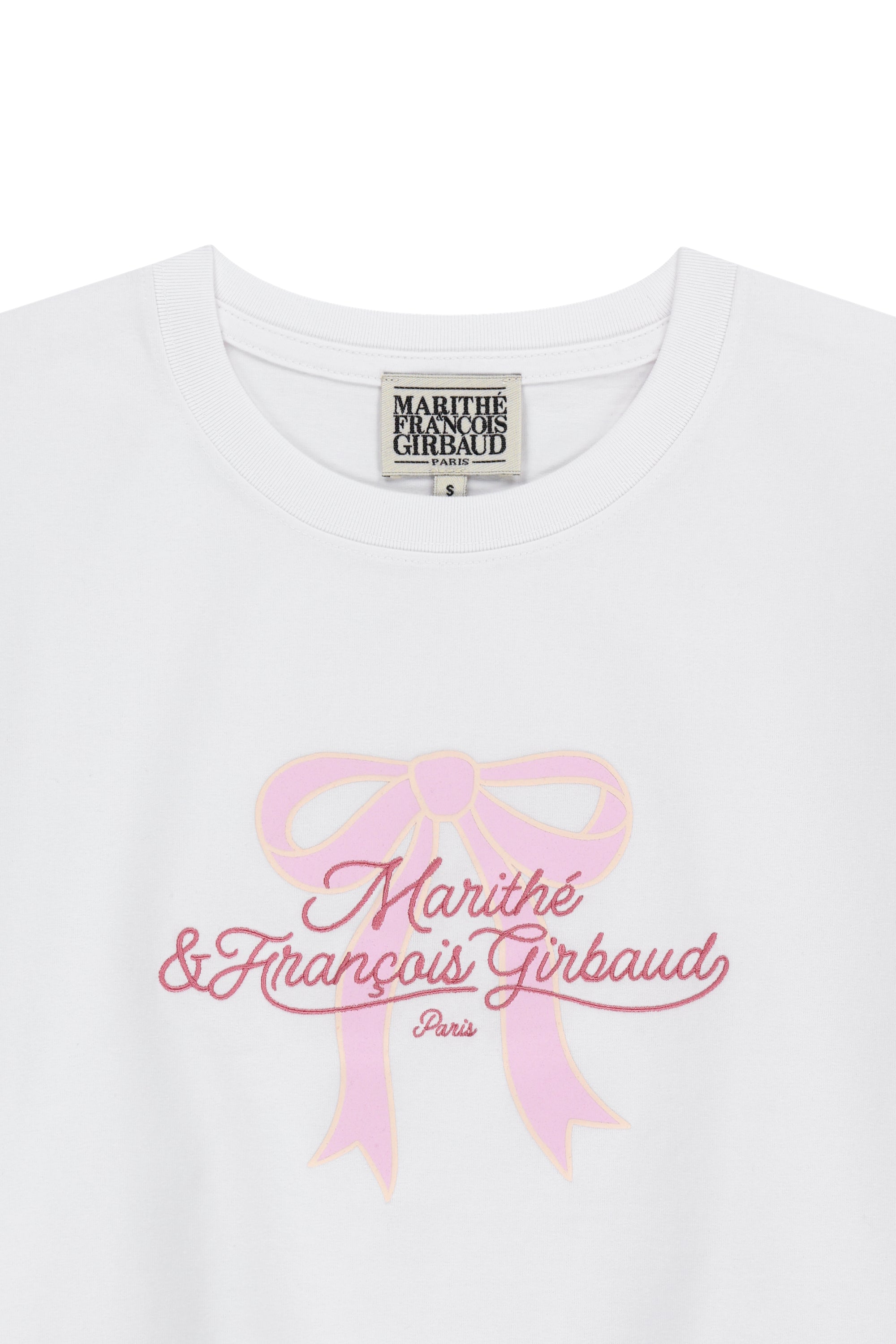 W Sorona Cool Ribbon Graphic Crop Tee White