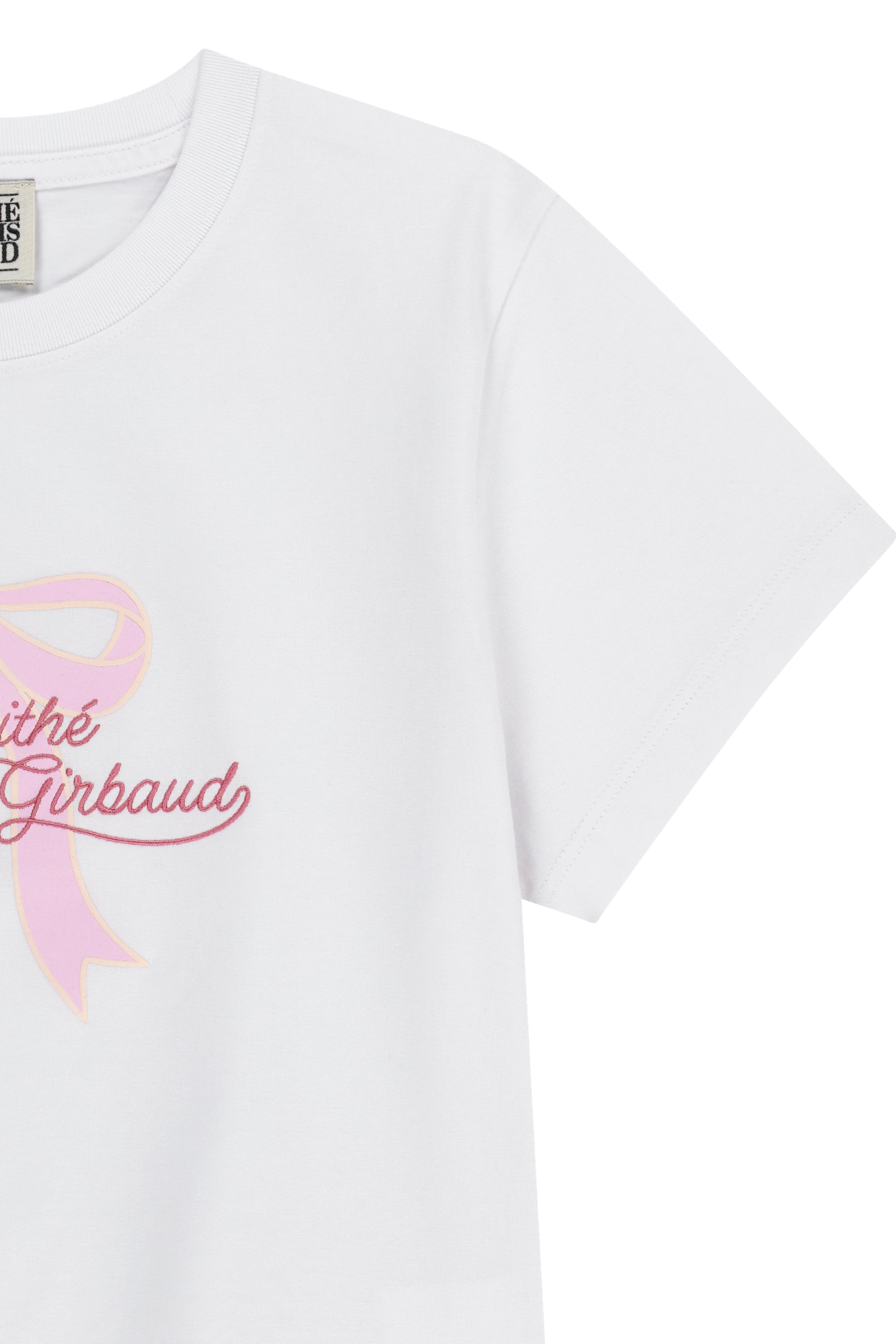 W Sorona Cool Ribbon Graphic Crop Tee White