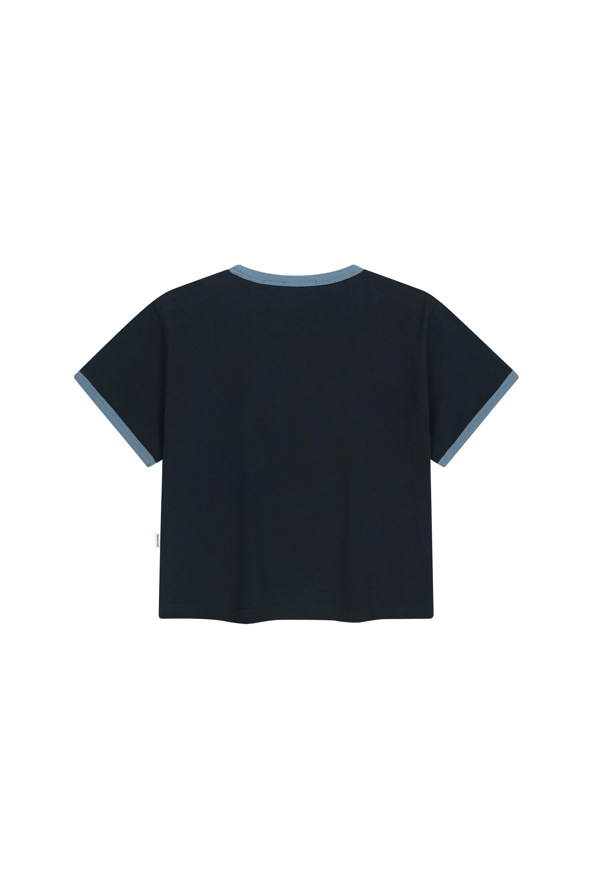 W Classic Logo Applique Ringer Tee Dark Navy